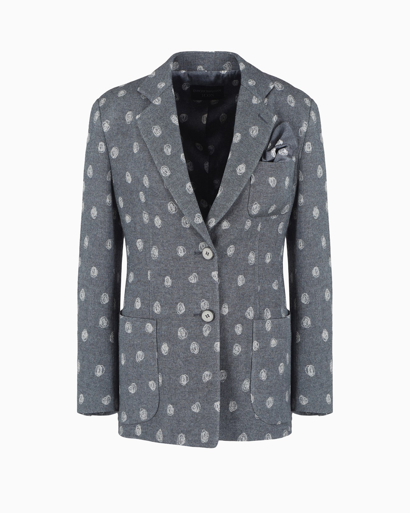 Icon single-breasted blazer in a virgin wool blend with an all-over polka-dot pattern Slide 0