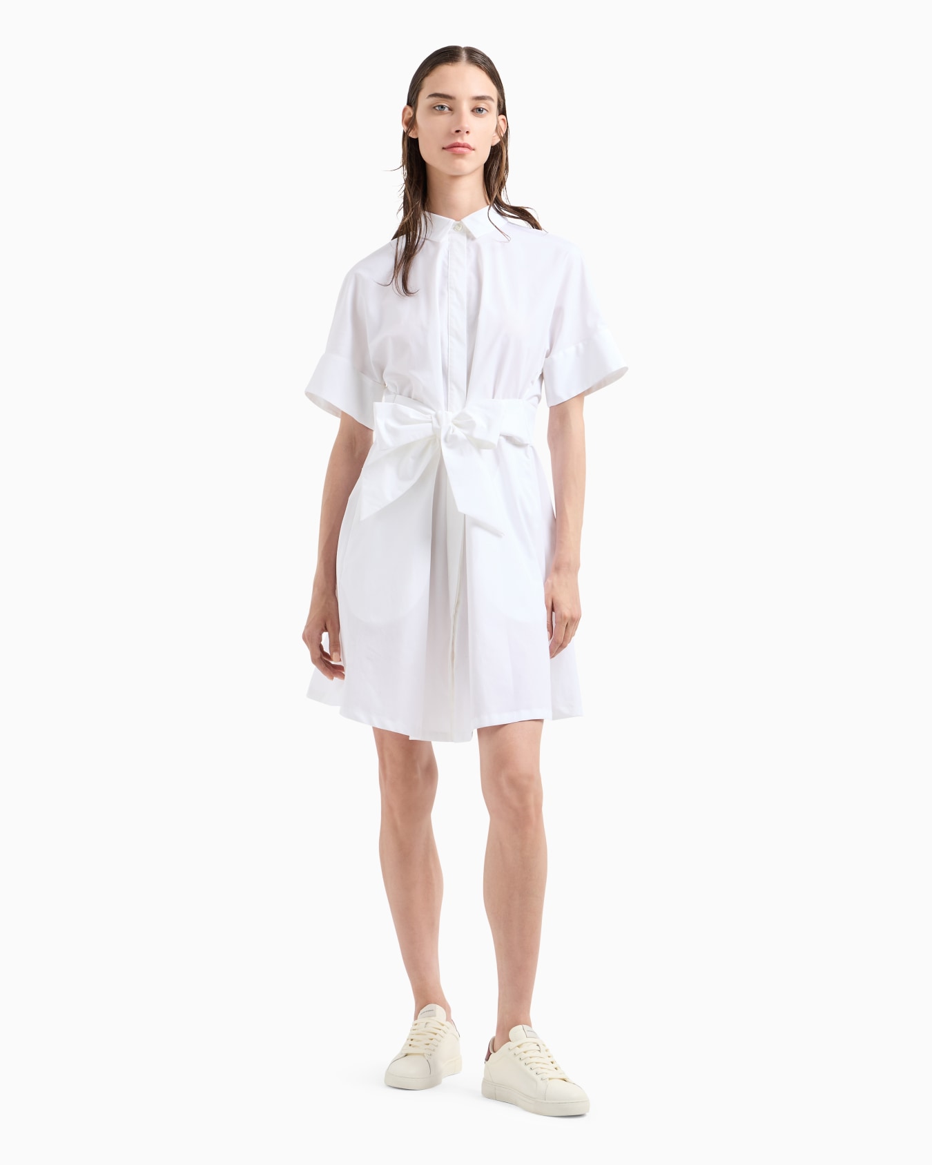 Poplin shirt dress with sash Slide 1