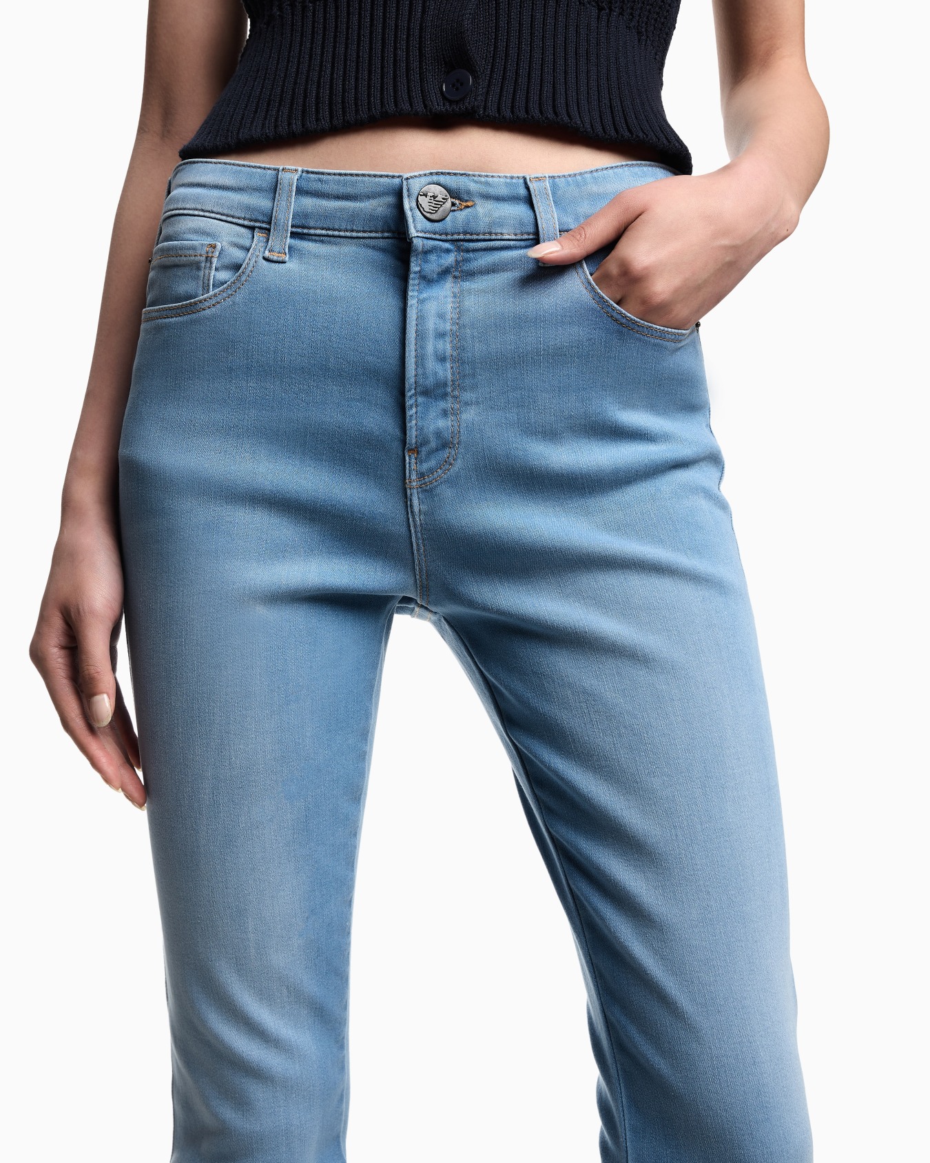 J20 high-waisted super-skinny leg jeans in stretch denim with laser-cut logo Slide 4