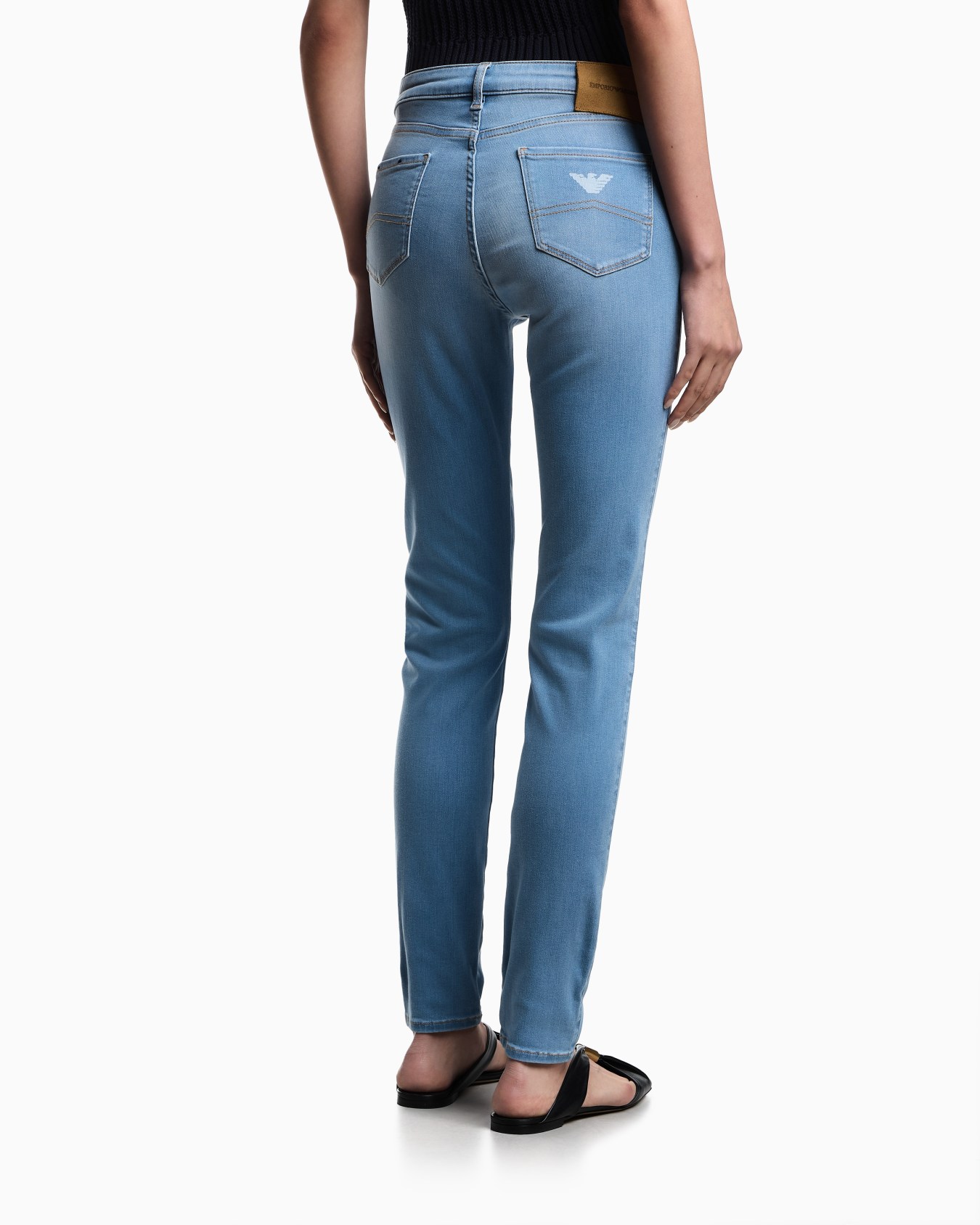 J20 high-waisted super-skinny leg jeans in stretch denim with laser-cut logo Slide 2