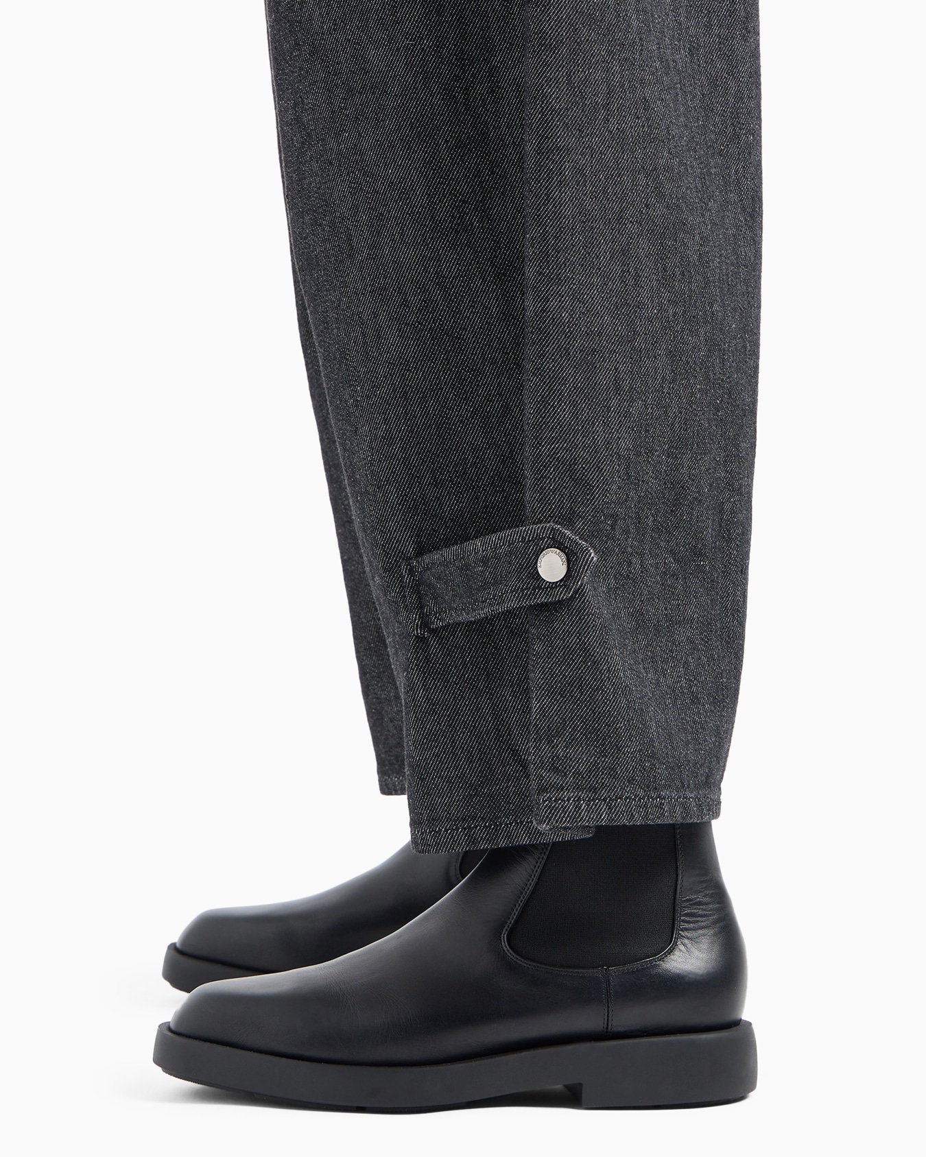Jean taille haute à jambe large et pinces en denim rincé Icon Diapositive 5