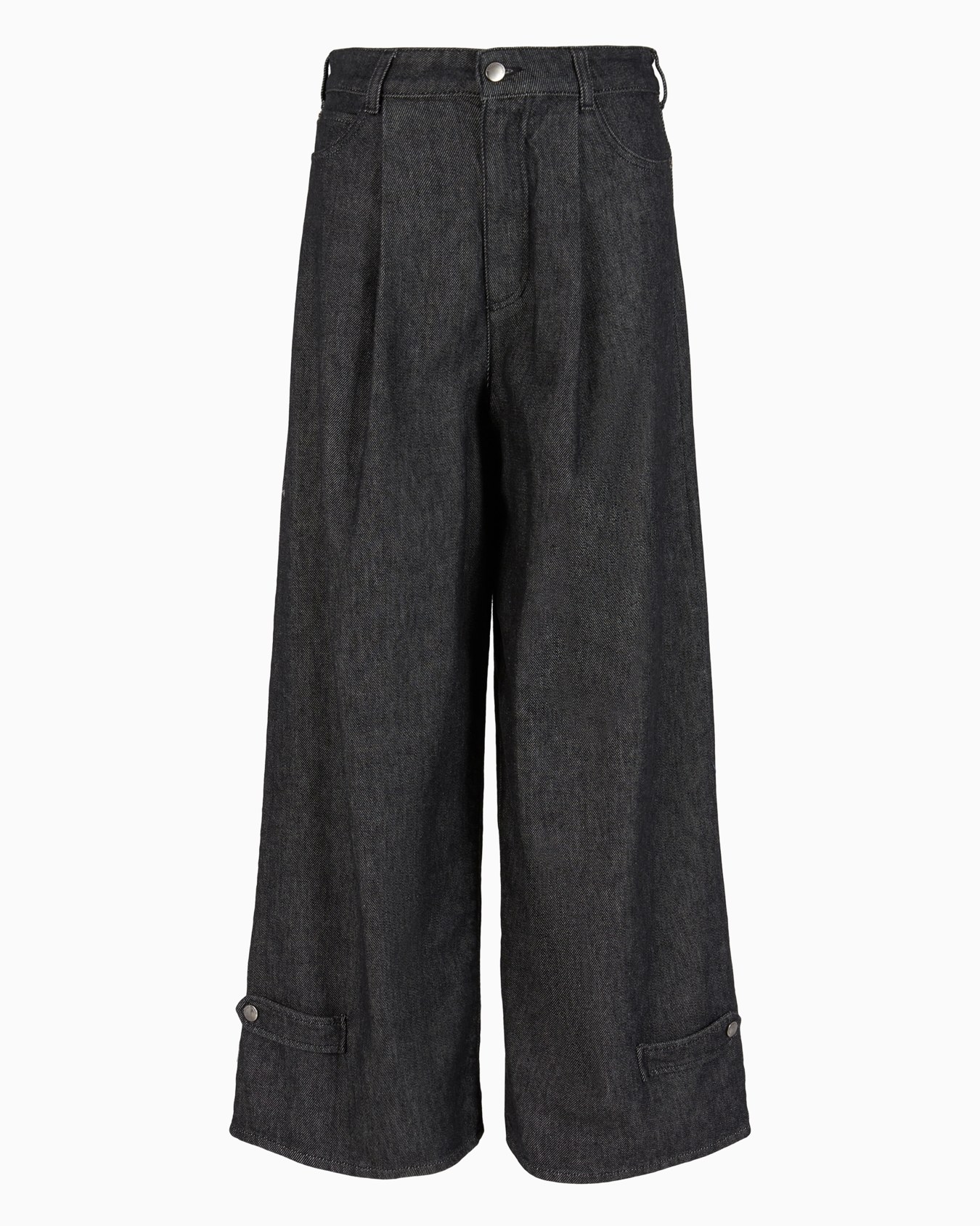 Jean taille haute à jambe large et pinces en denim rincé Icon Diapositive 0