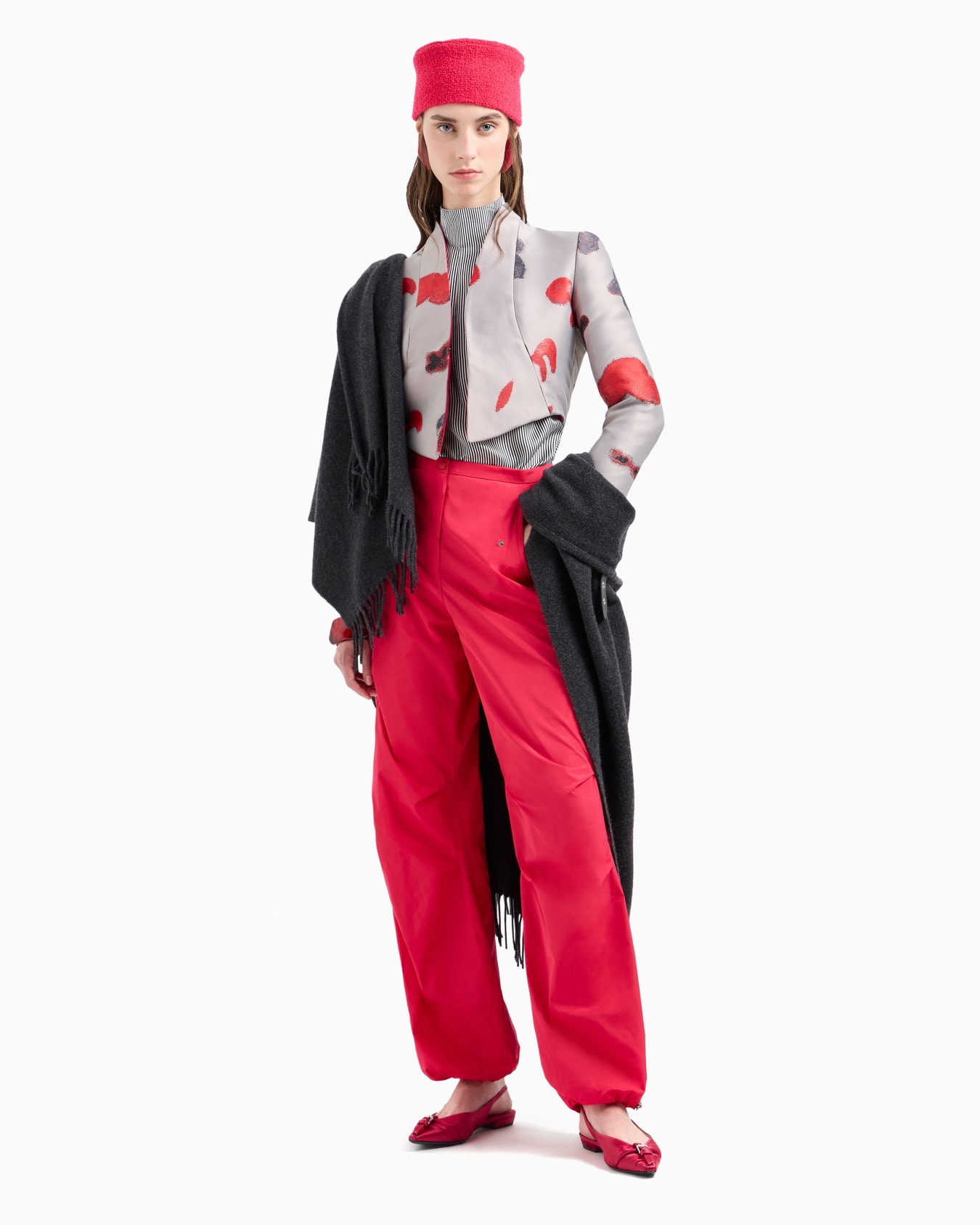 Cropped-Jacke aus Jacquard-Stoff mit abstraktem Blumenmuster Folie 4