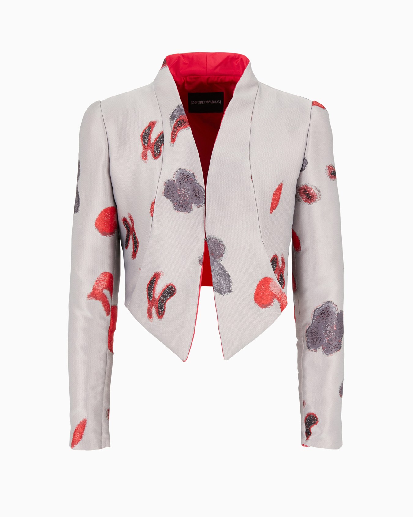 Cropped-Jacke aus Jacquard-Stoff mit abstraktem Blumenmuster Folie 0