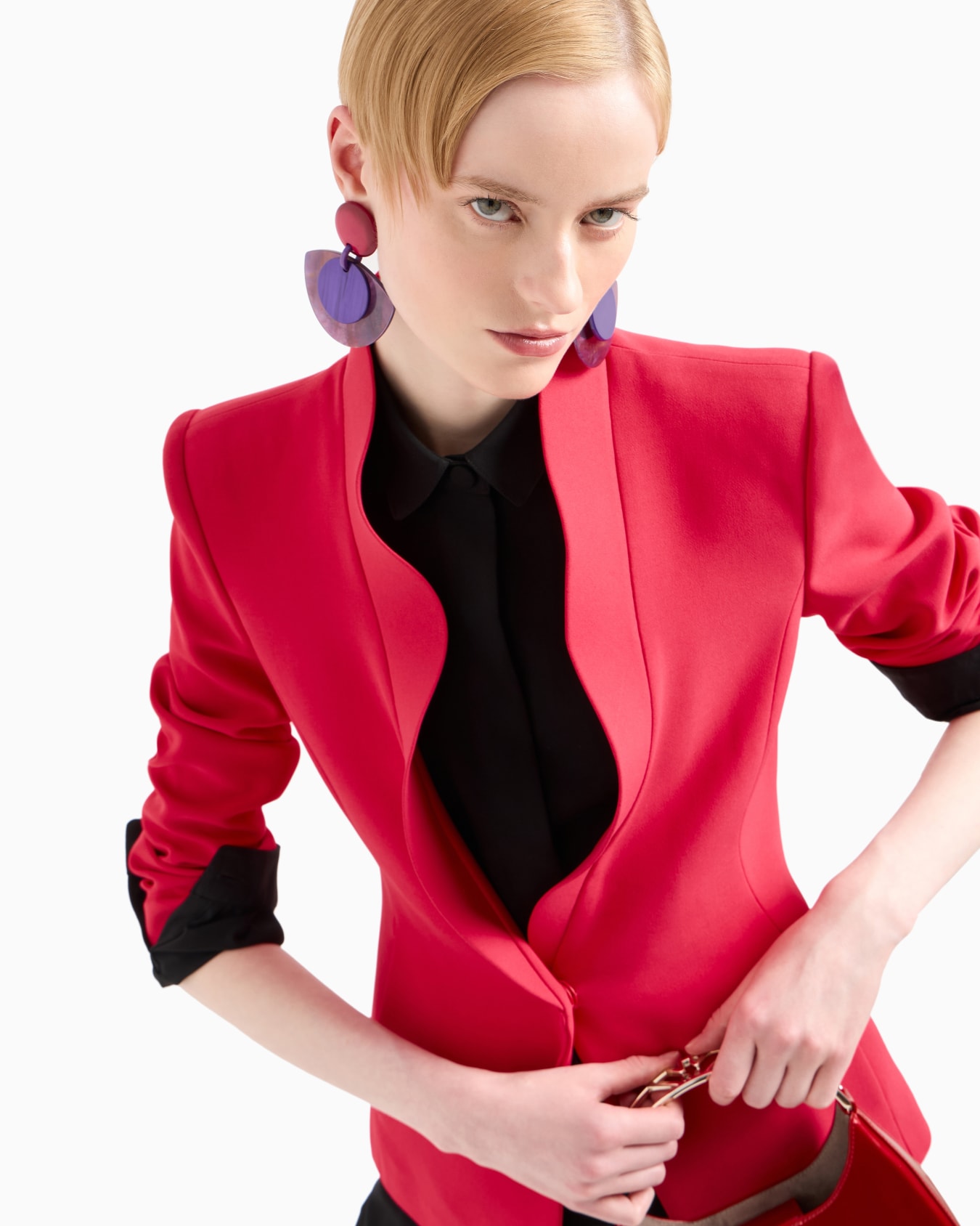 Chaqueta en crepé de cady con bordes contorneados efecto volantes Diapositiva 5