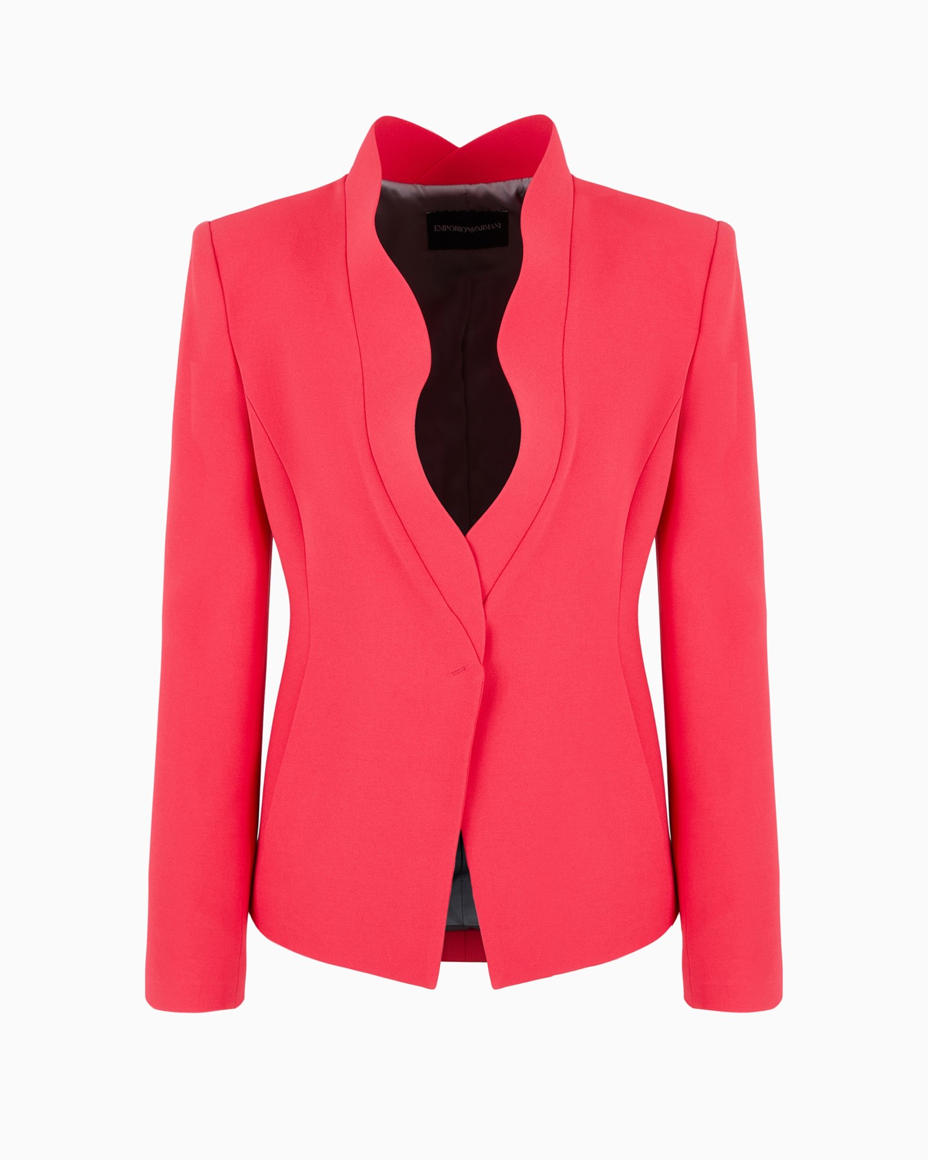 Chaqueta en crepé de cady con bordes contorneados efecto volantes Diapositiva 0