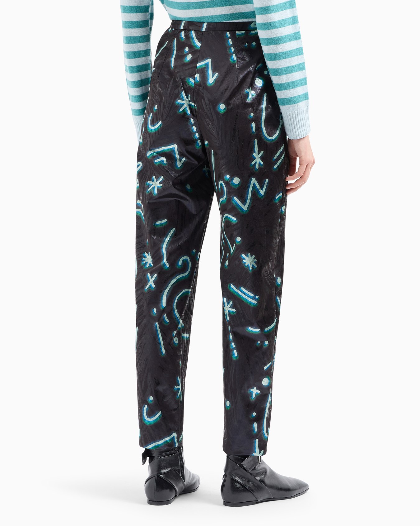 Lurex trousers with pleats with all-over Starry Sky print Slide 3