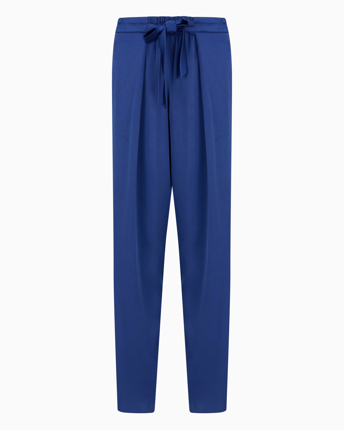 Pantalon à fronces et rubans noués en satin crêpe stretch Diapositive 0