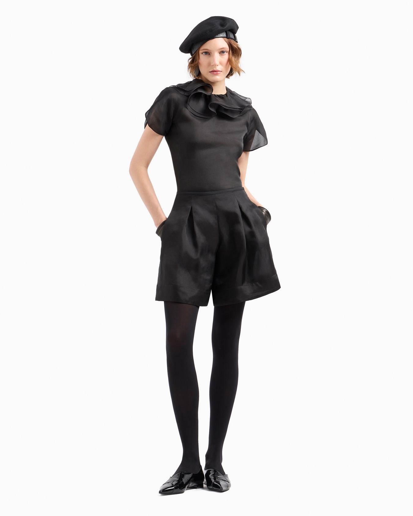 Shorts con pieghe godet in organza di seta Capsule Moon Slide 4