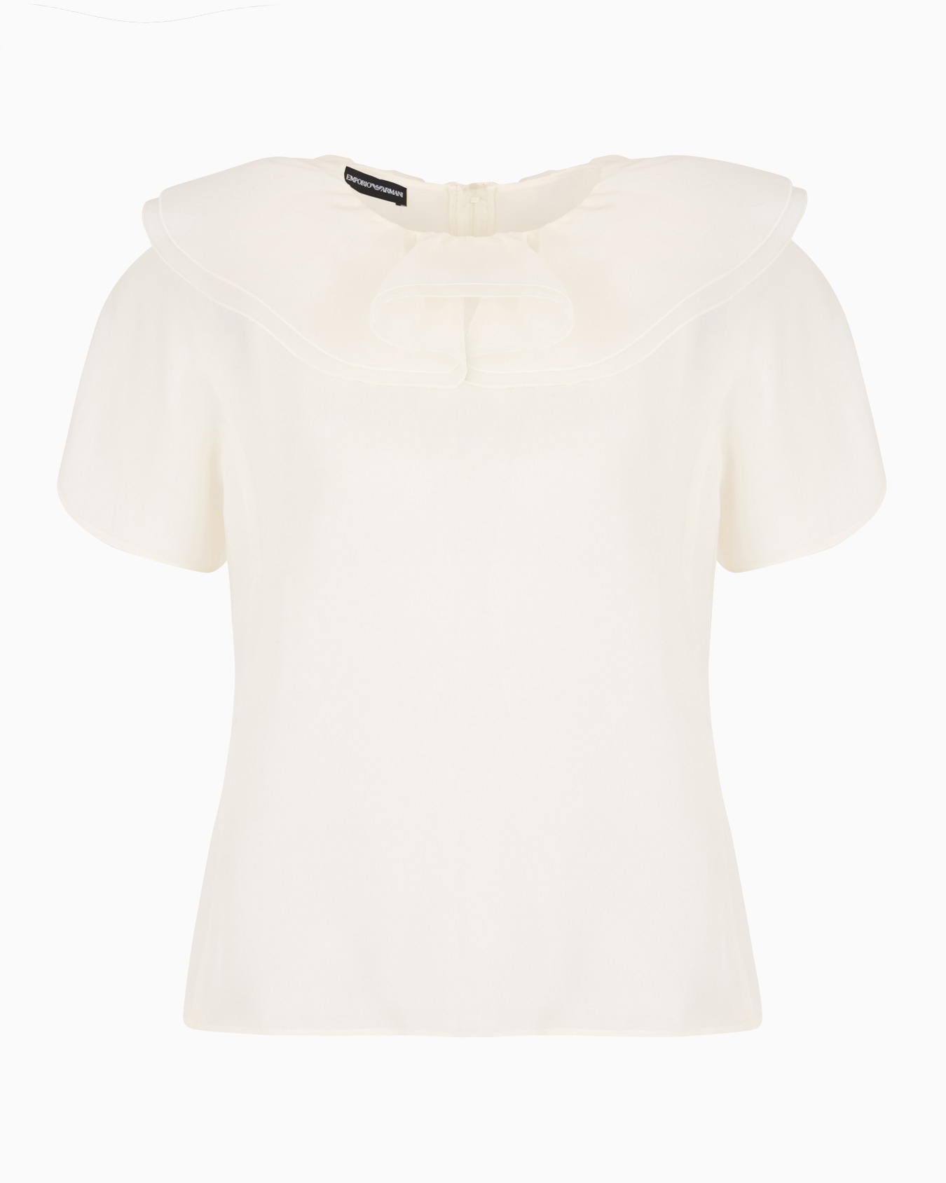 Moon Capsule collection silk organza blouse with petal collar and ruffles Slide 0