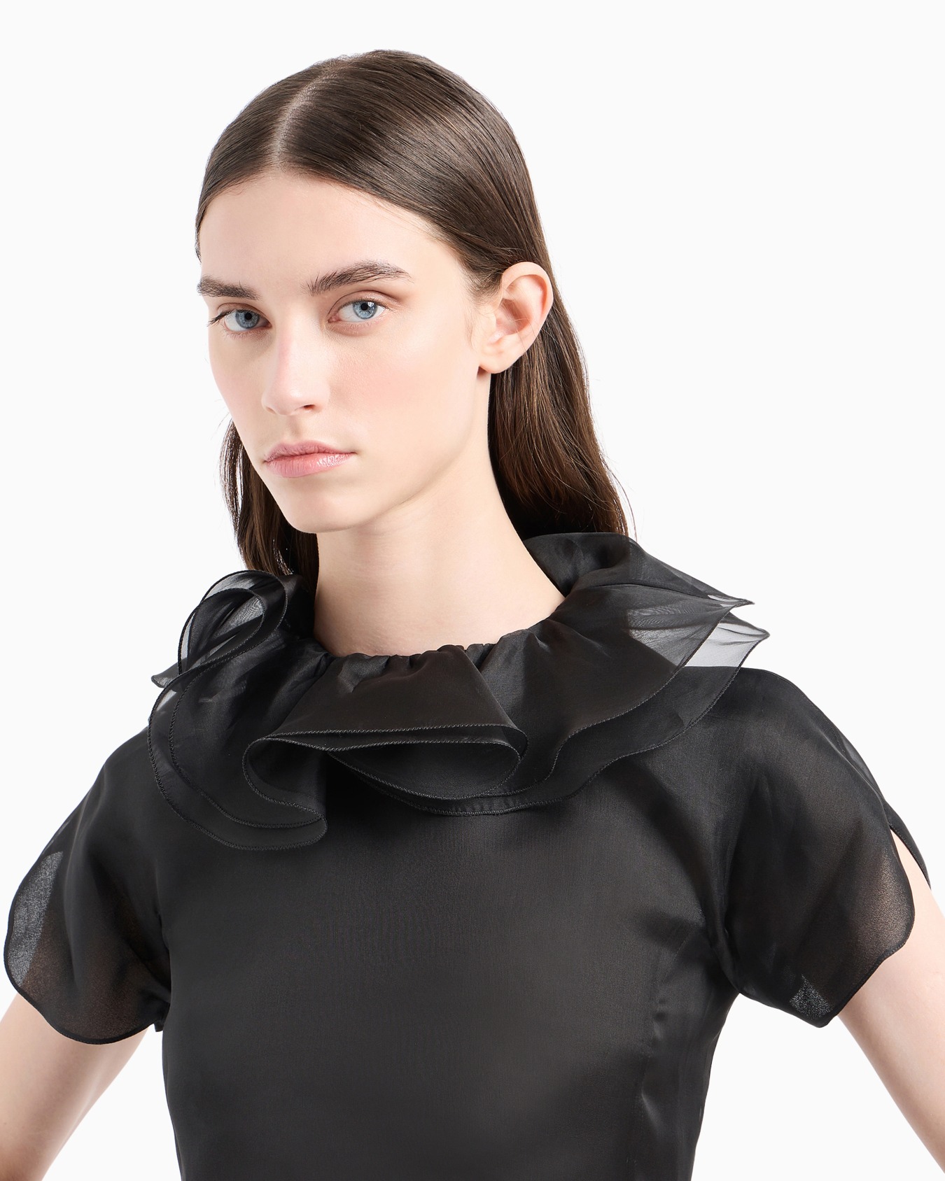 Blouse en organza de soie à col corolle et volants Capsule Moon Diapositive 5