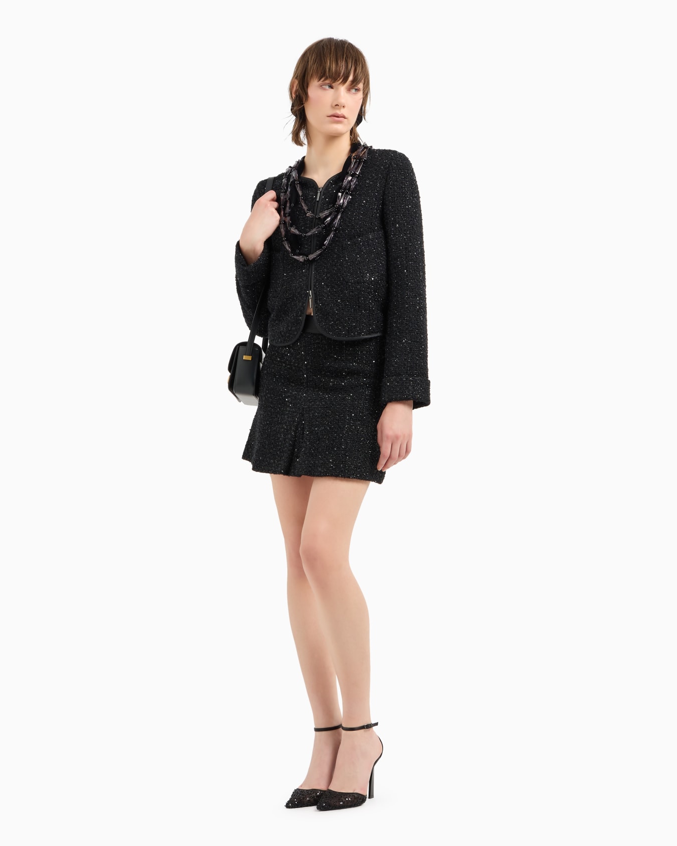 Lurex tweed mini skirt with micro sequins Slide 3