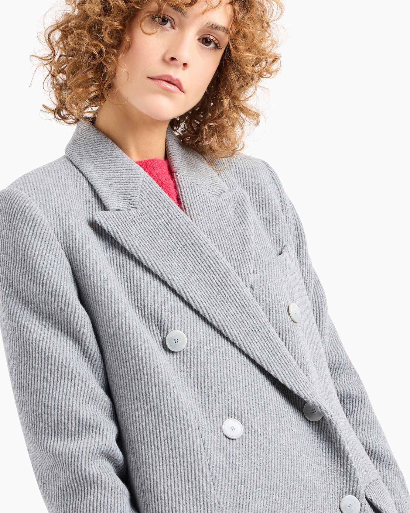 Double-breasted wool blend cover fabric coat Slide 5
