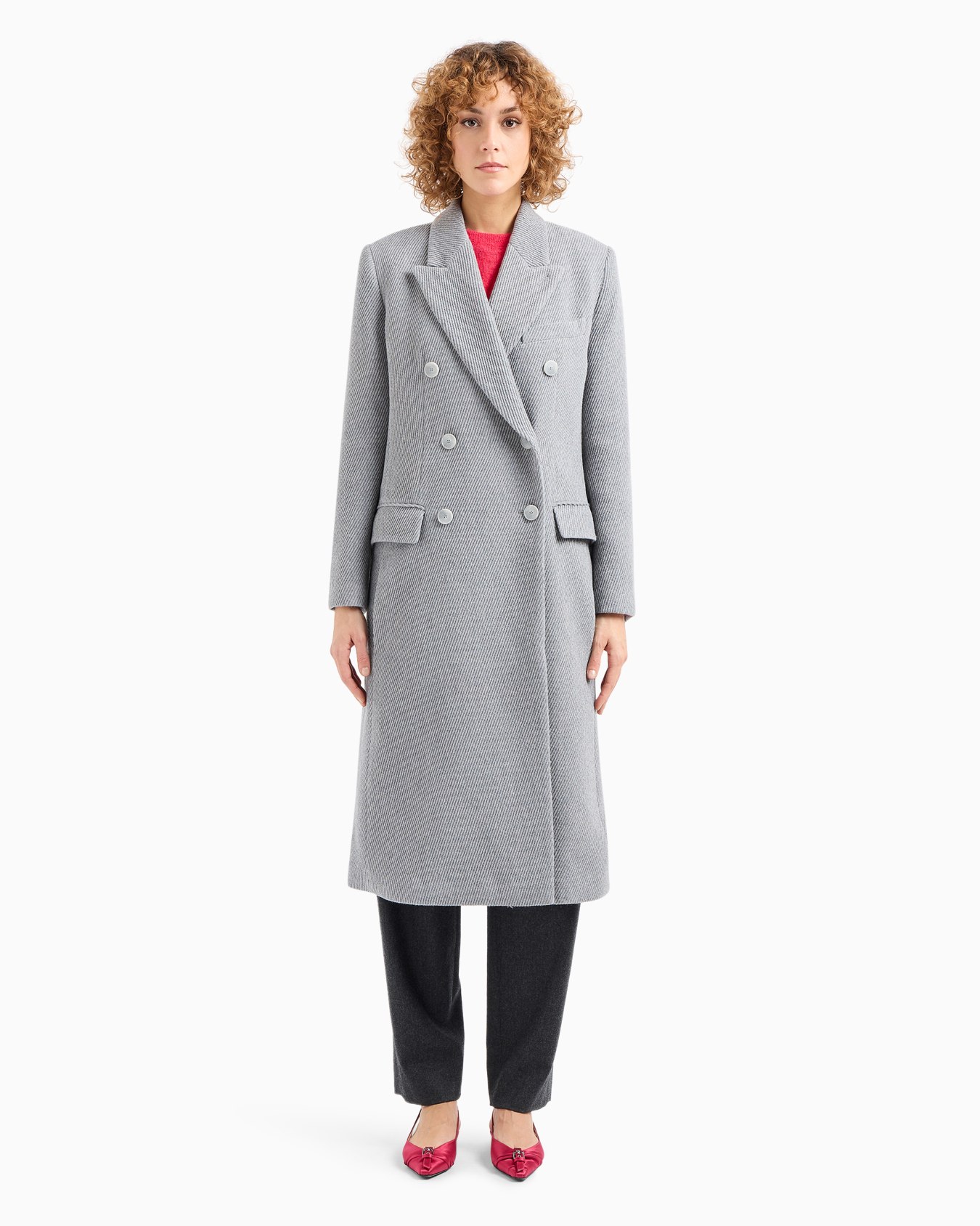 Double-breasted wool blend cover fabric coat Slide 2