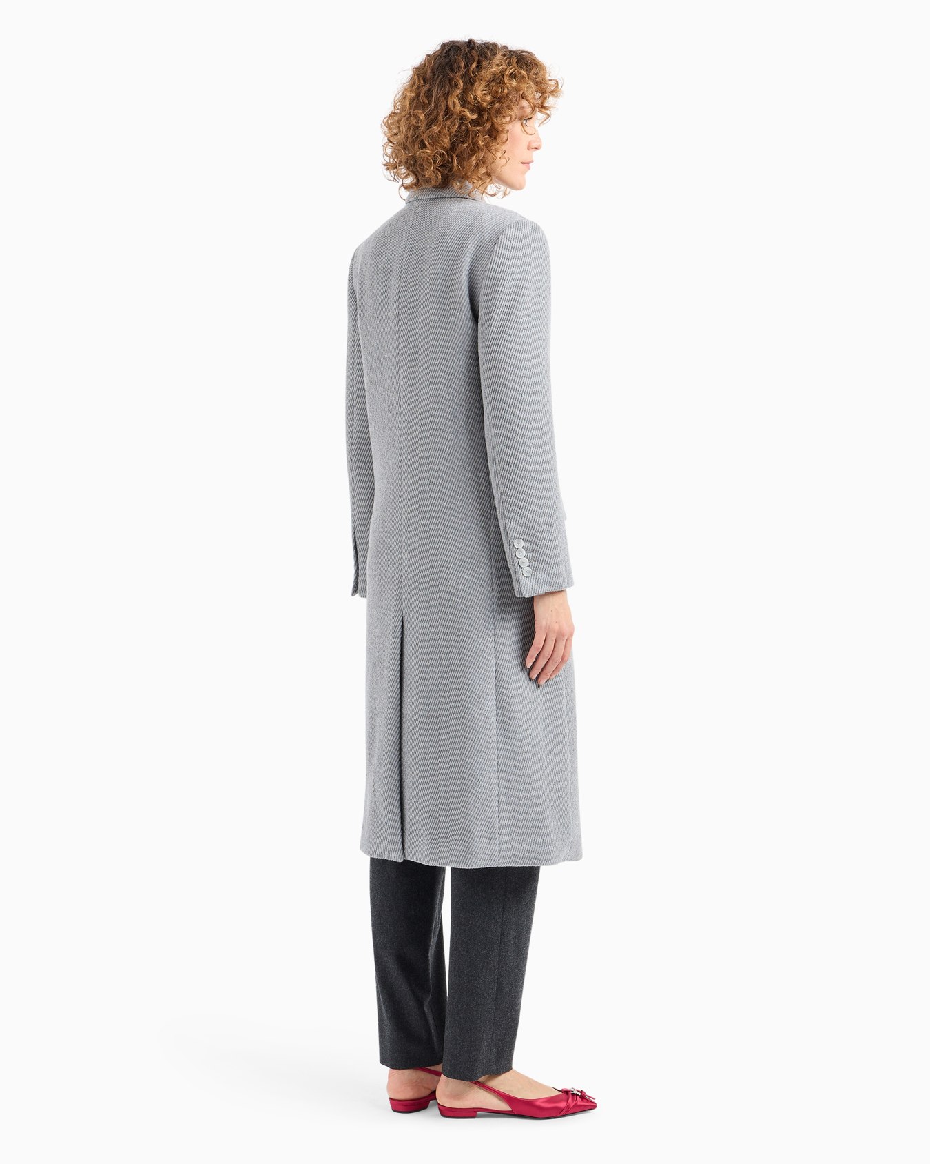 Double-breasted wool blend cover fabric coat Slide 3