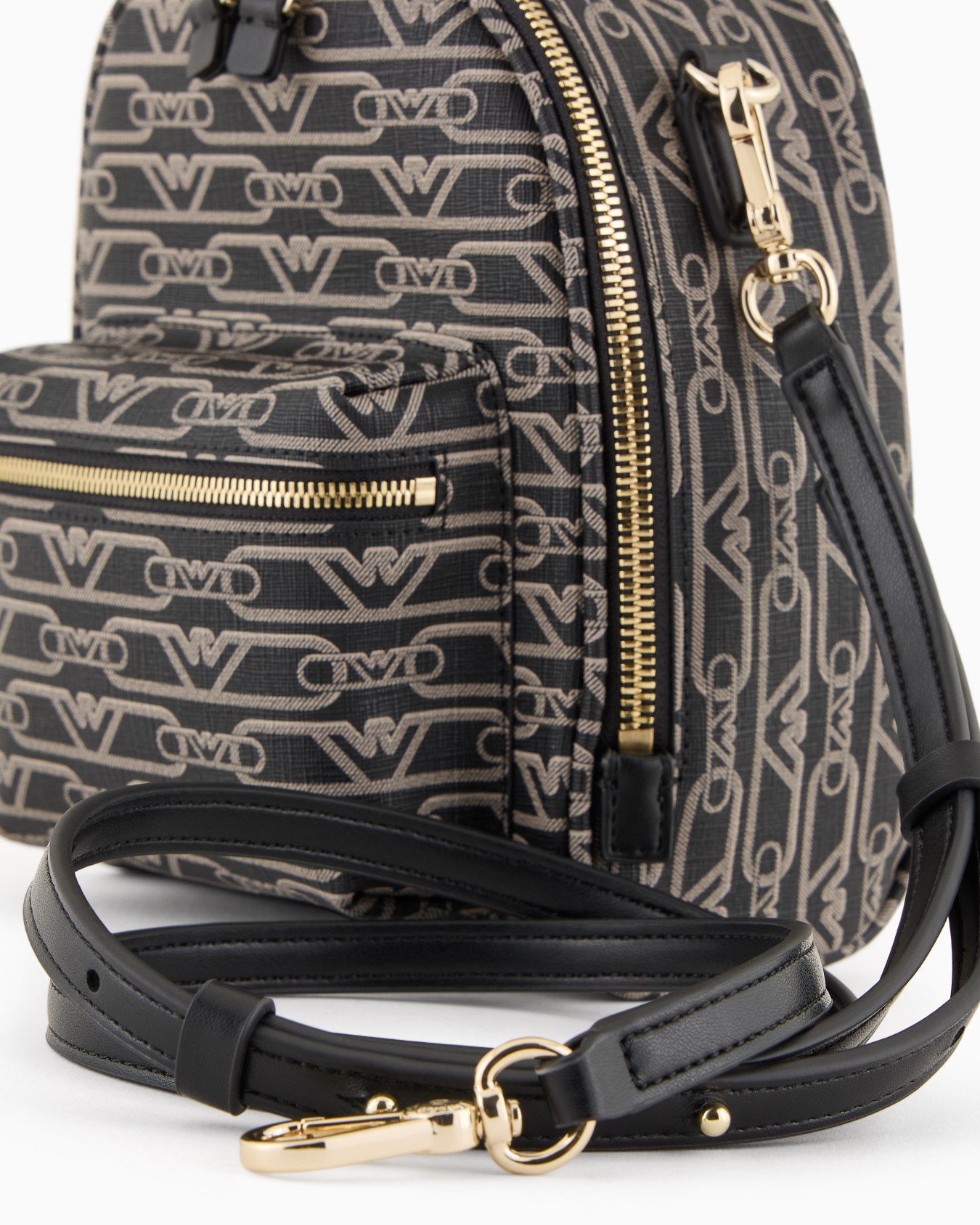 Mini backpack with shoulder strap with all-over monogram print Slide 4