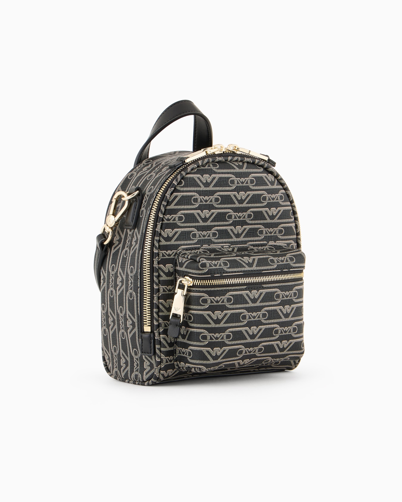 Mini backpack with shoulder strap with all-over monogram print Slide 1