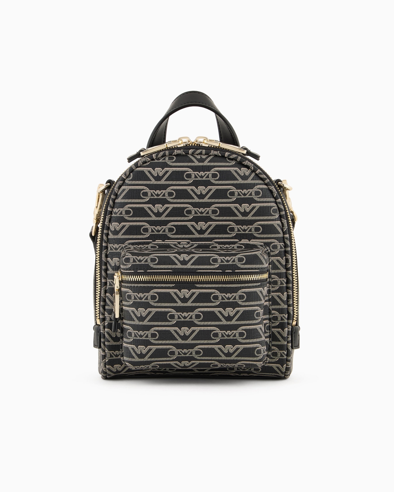 Mini backpack with shoulder strap with all-over monogram print Slide 0