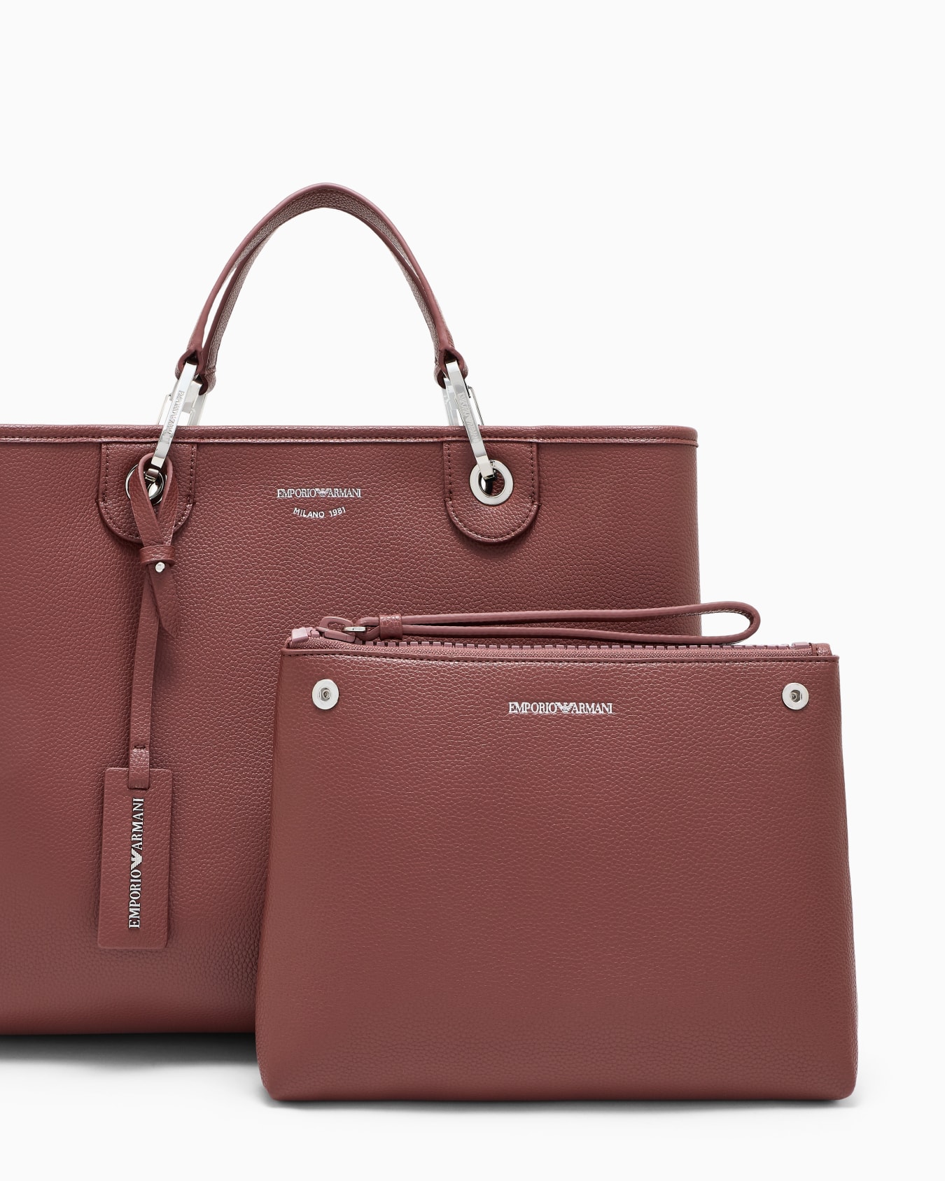 Shopping bag with a pebbled texture and dual top handles Slide 4
