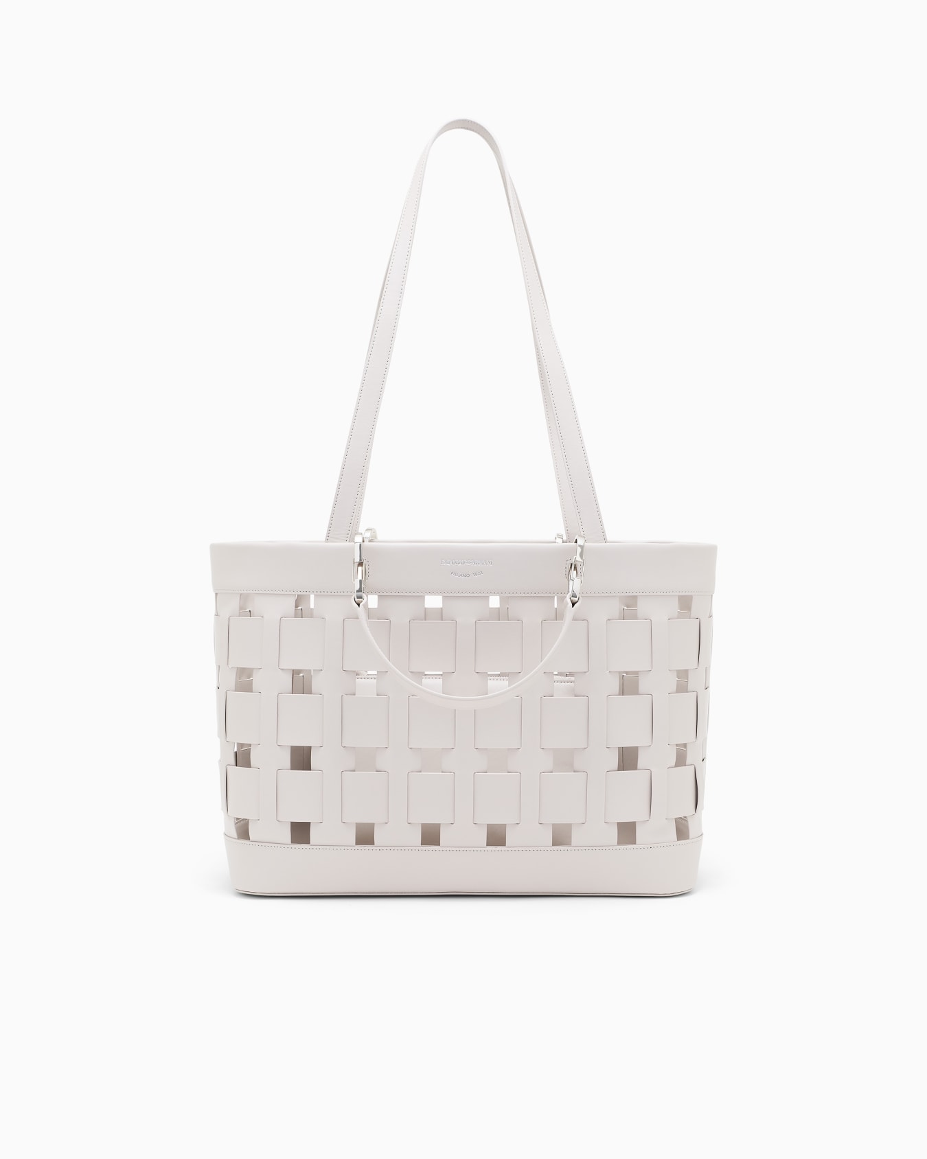 Tote bag with woven design double handles and pouch Slide 0