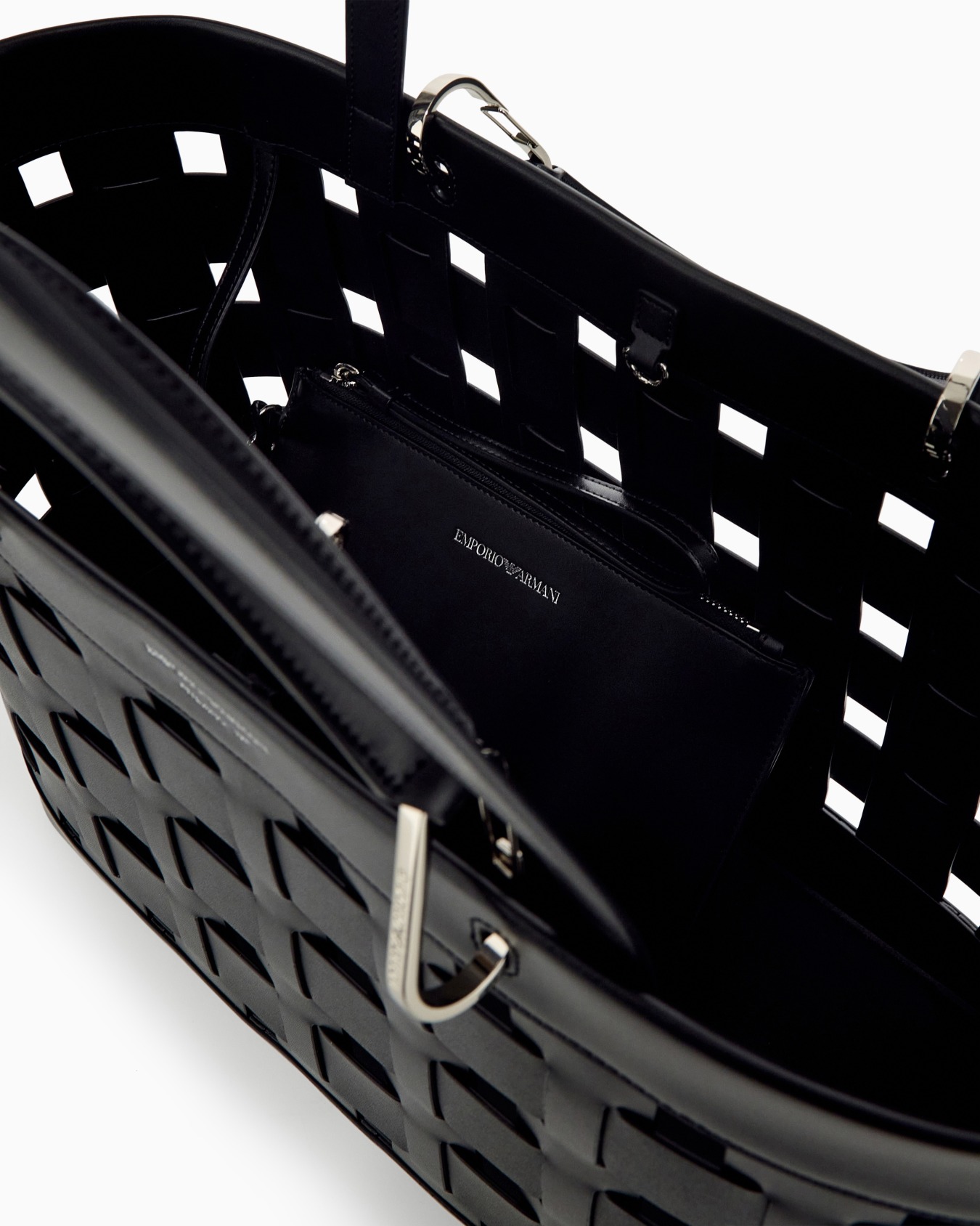 Tote bag with woven design double handles and pouch Slide 3
