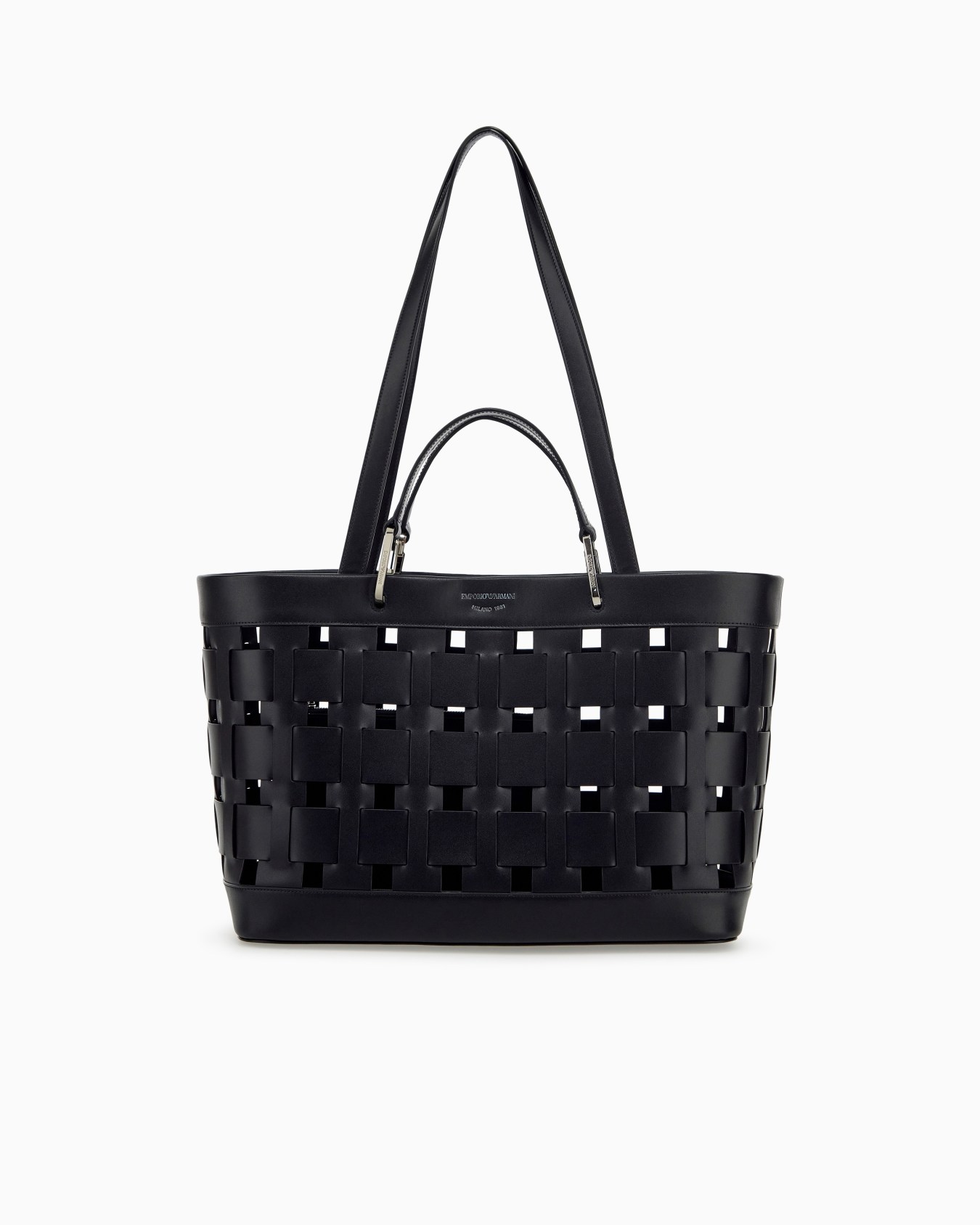 Tote bag with woven design double handles and pouch Slide 0