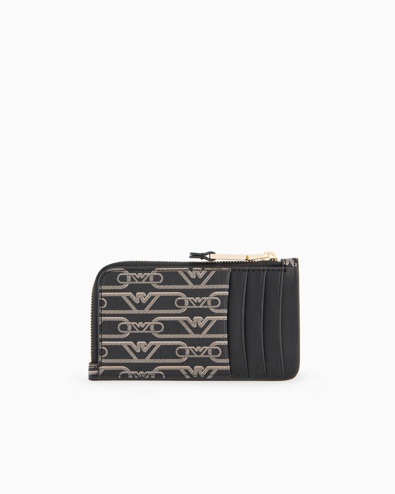 Zip-around card holder with all-over monogram print Slide 1