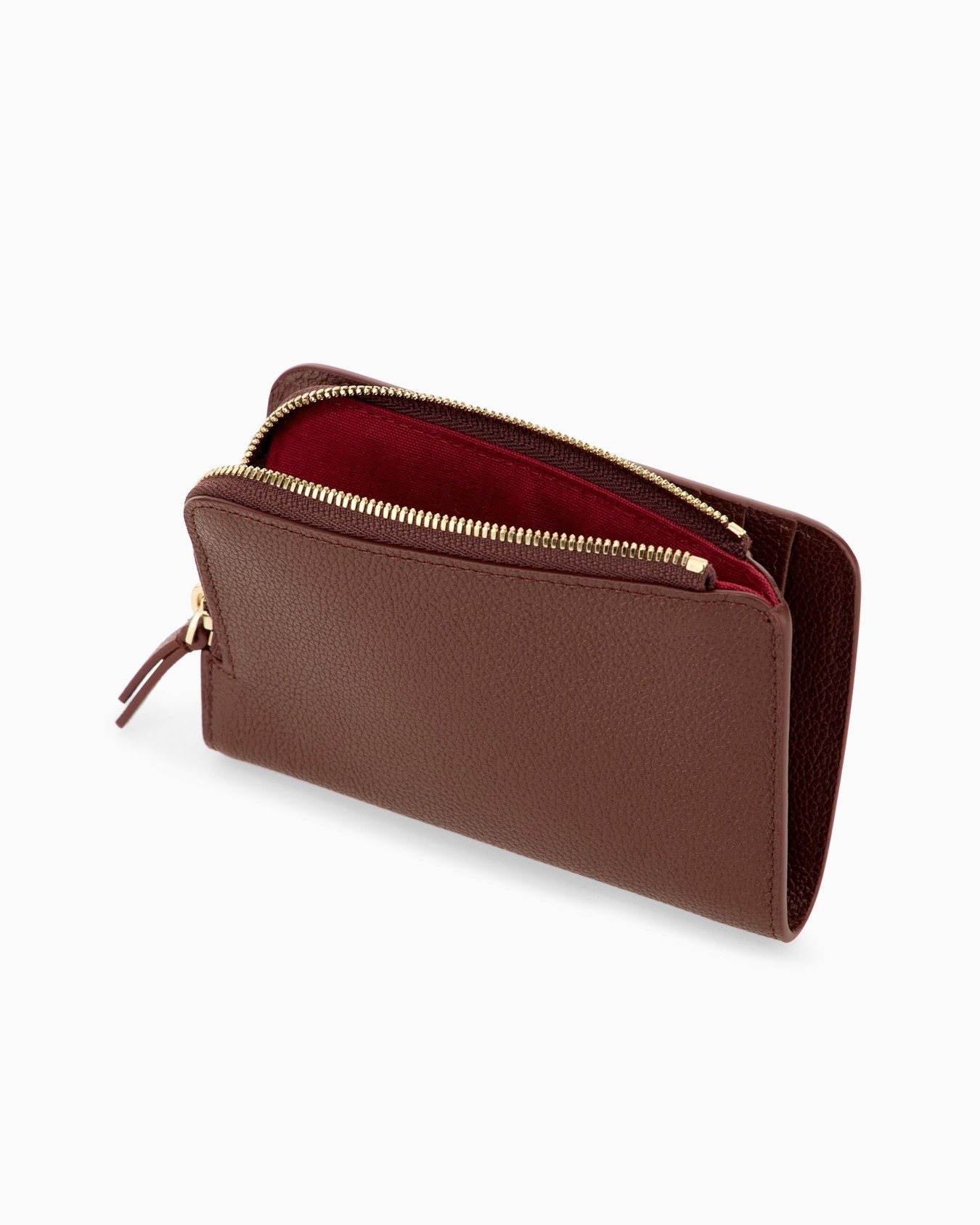 Textured leather billfold wallet with zip-around closure Slide 2