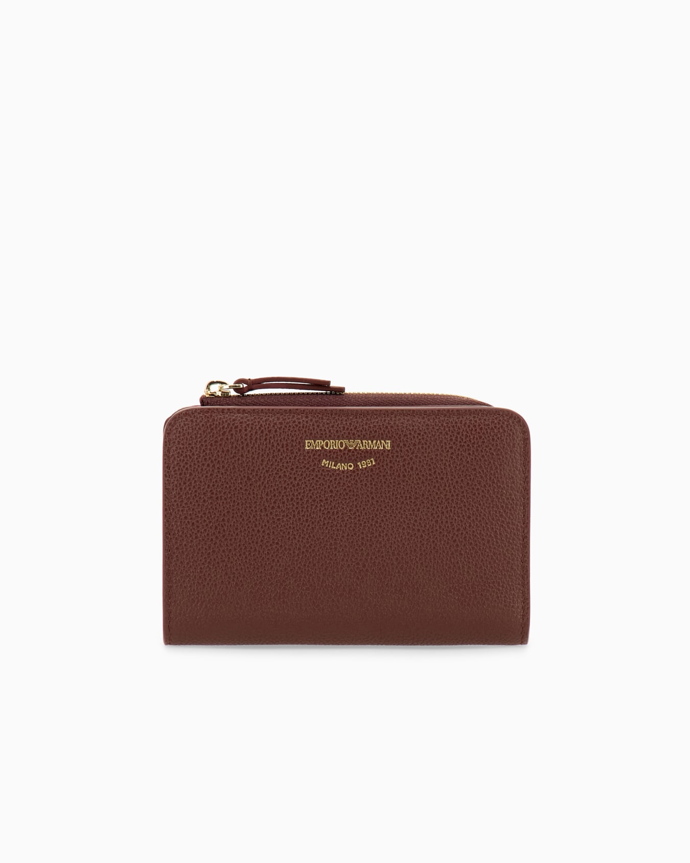Textured leather billfold wallet with zip-around closure Slide 0
