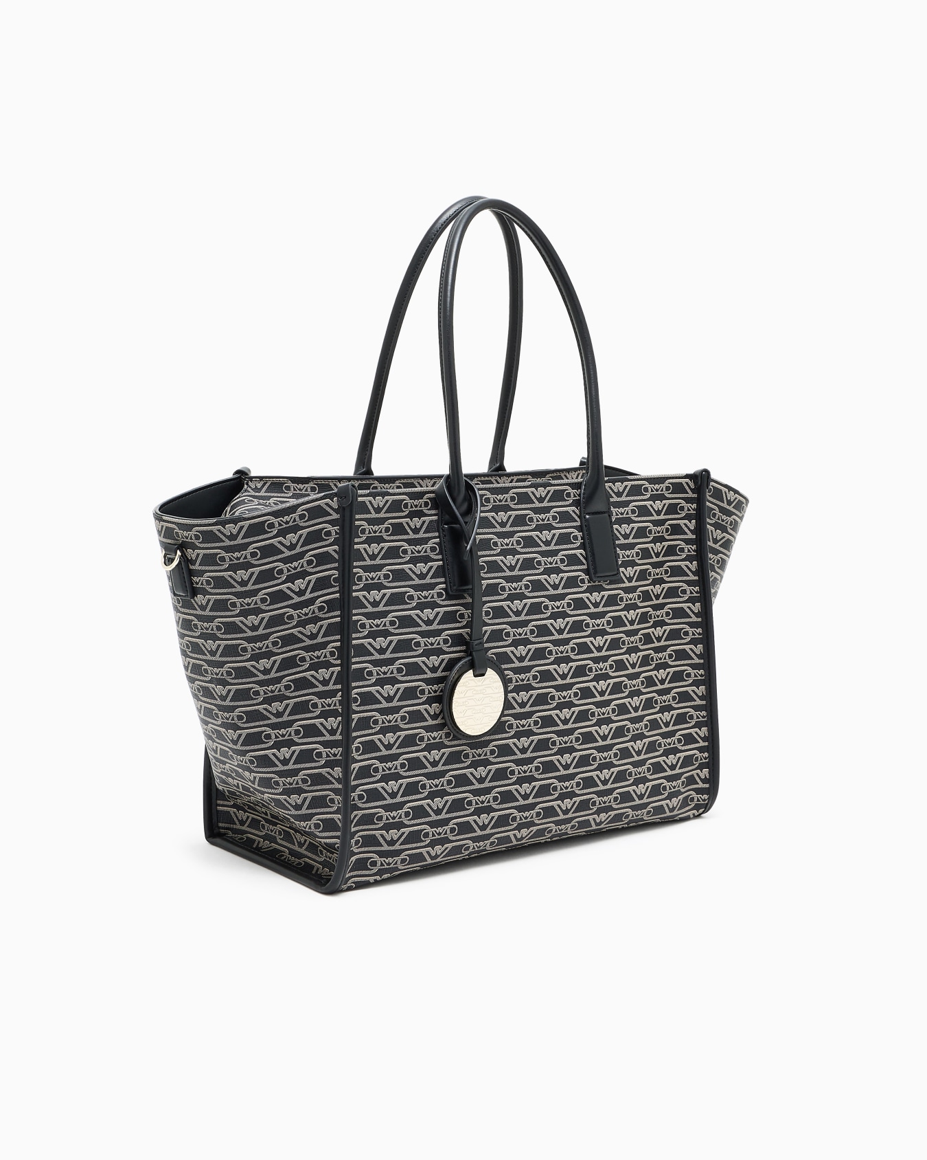 Medium shopper bag with all-over monogram print Slide 2