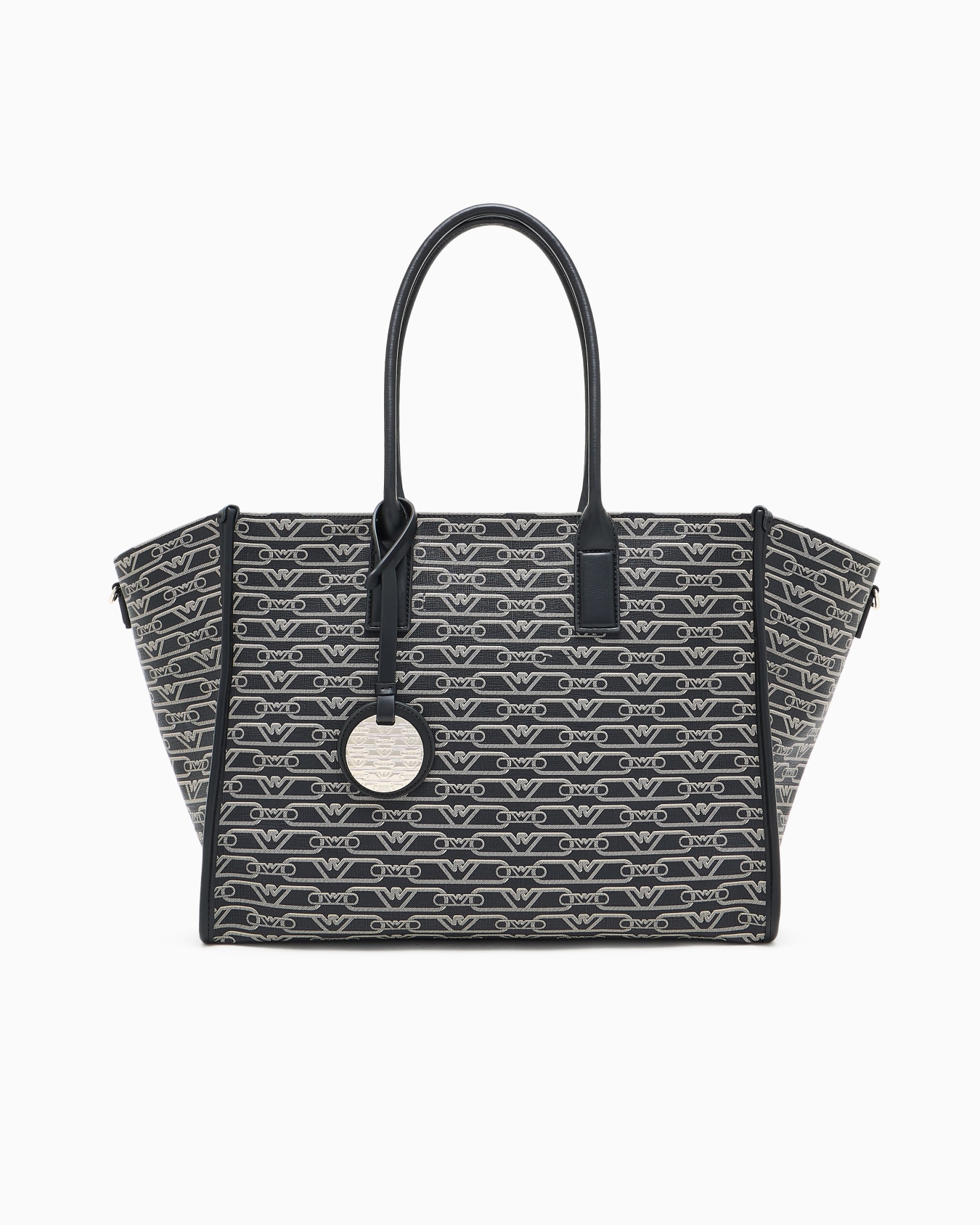 Medium shopper bag with all-over monogram print Slide 0