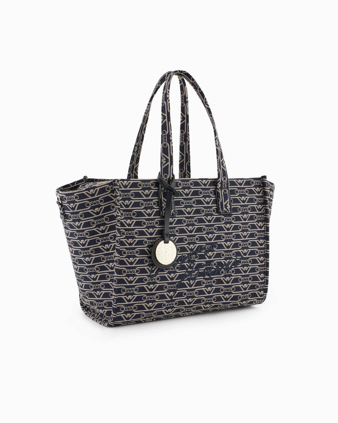 Sac cabas de taille moyenne en toile jacquard monogramme all over Diapositive 1