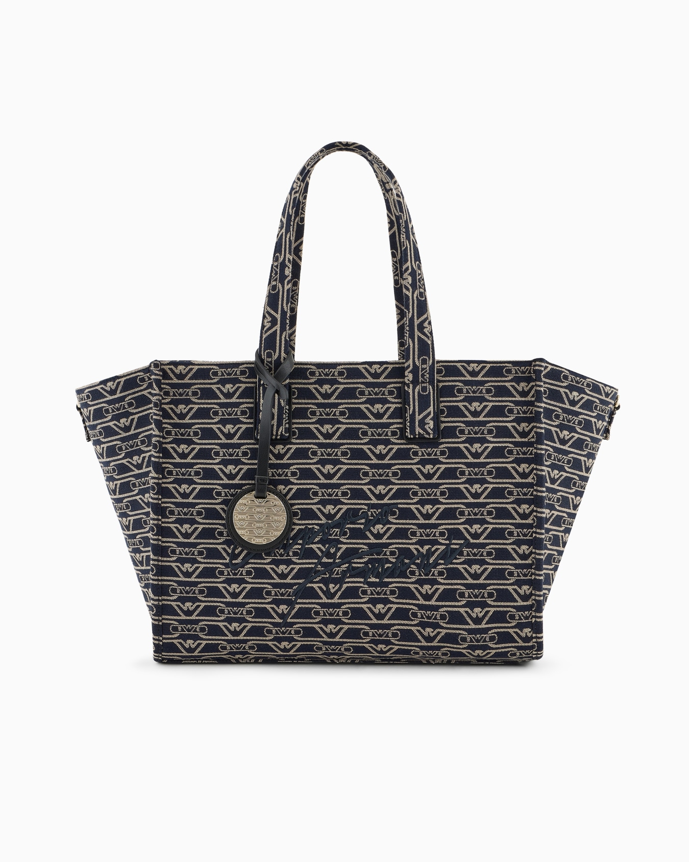 Sac cabas de taille moyenne en toile jacquard monogramme all over Diapositive 0