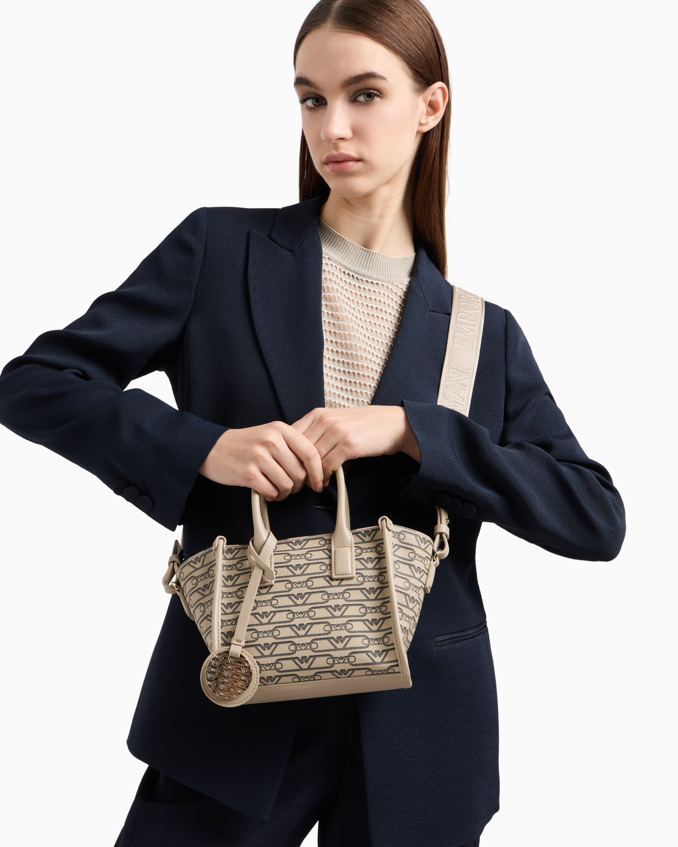 Small shopper bag with all-over monogram print Slide 6