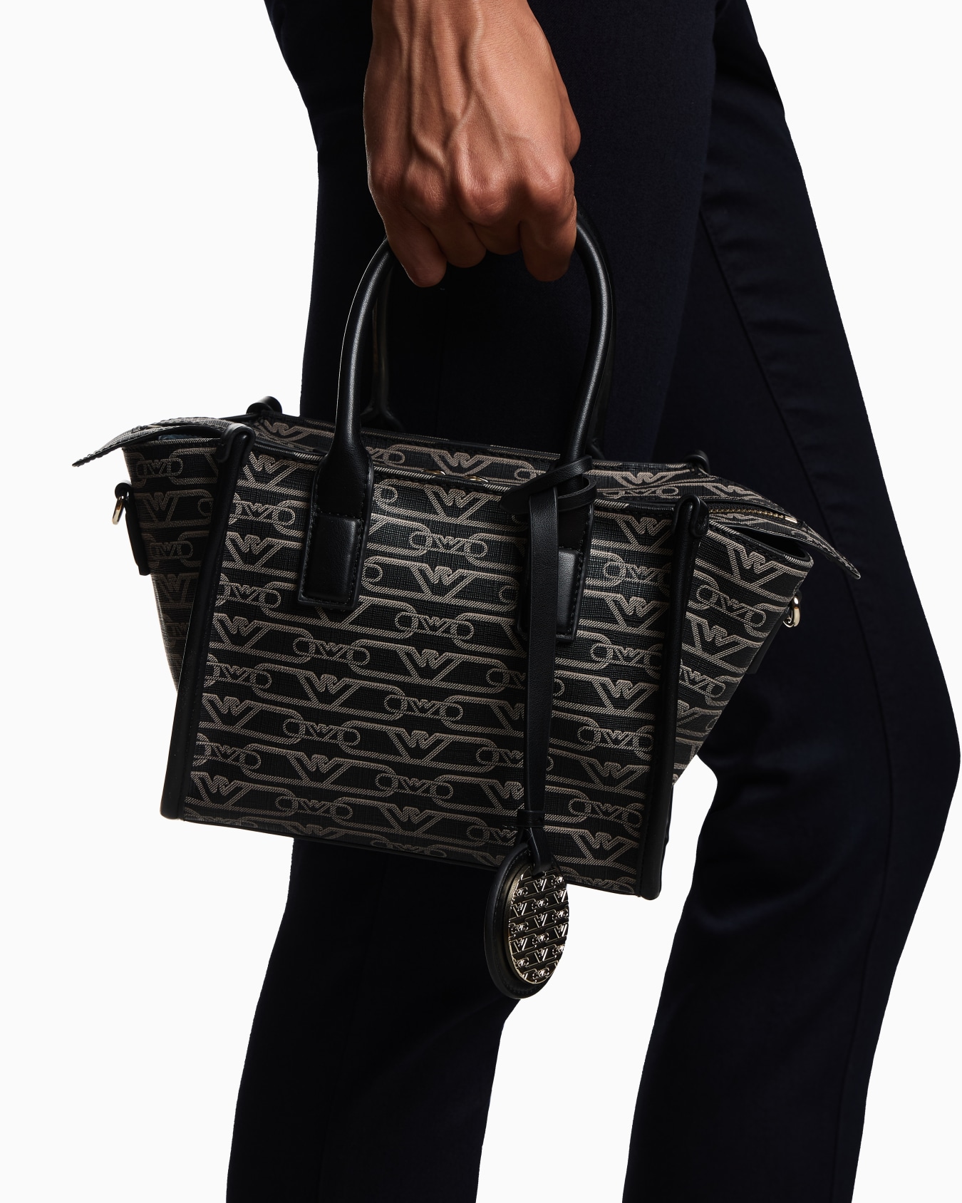 Small shopper bag with all-over monogram print Slide 5