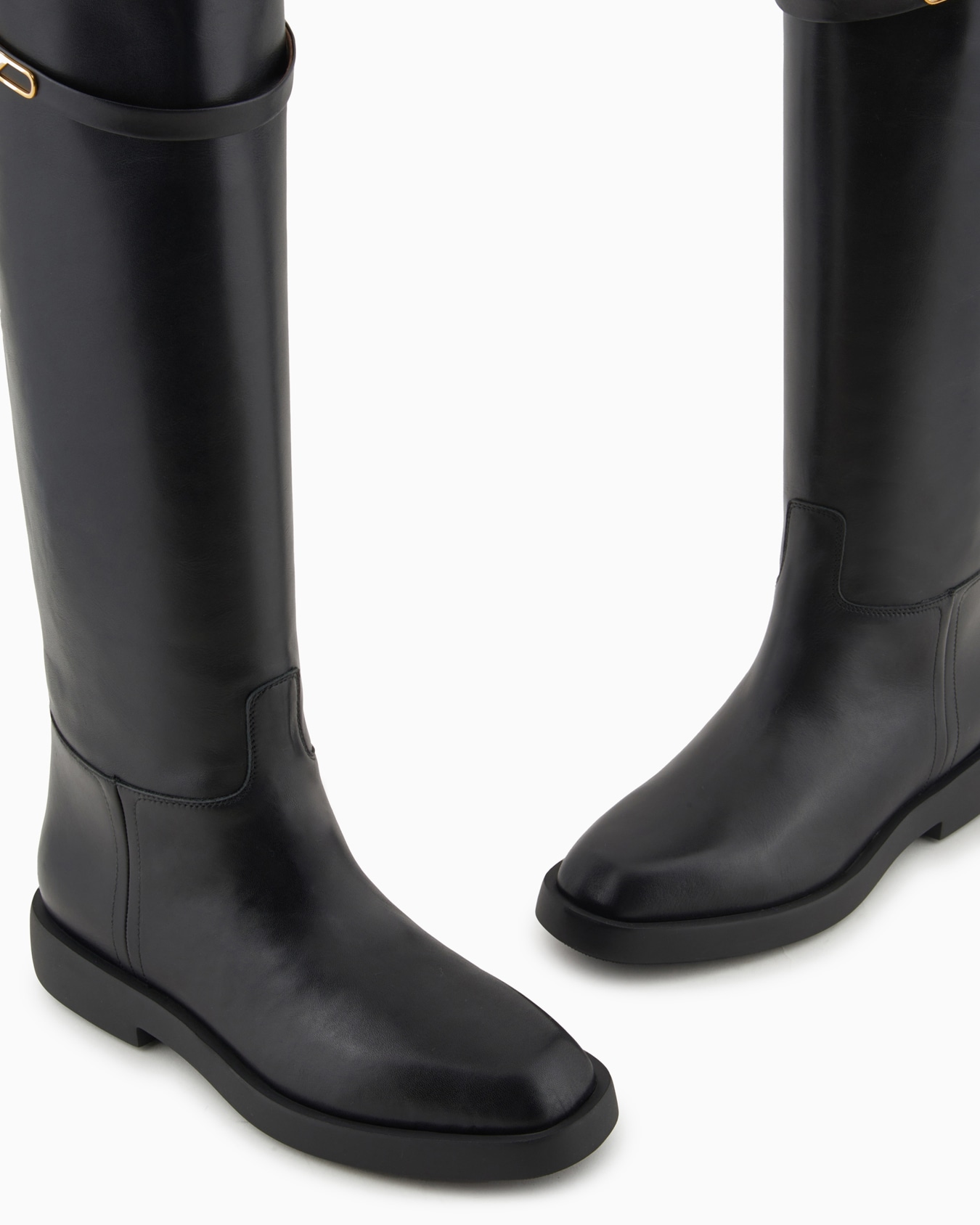 Leather boots with Icon logo strap Slide 3
