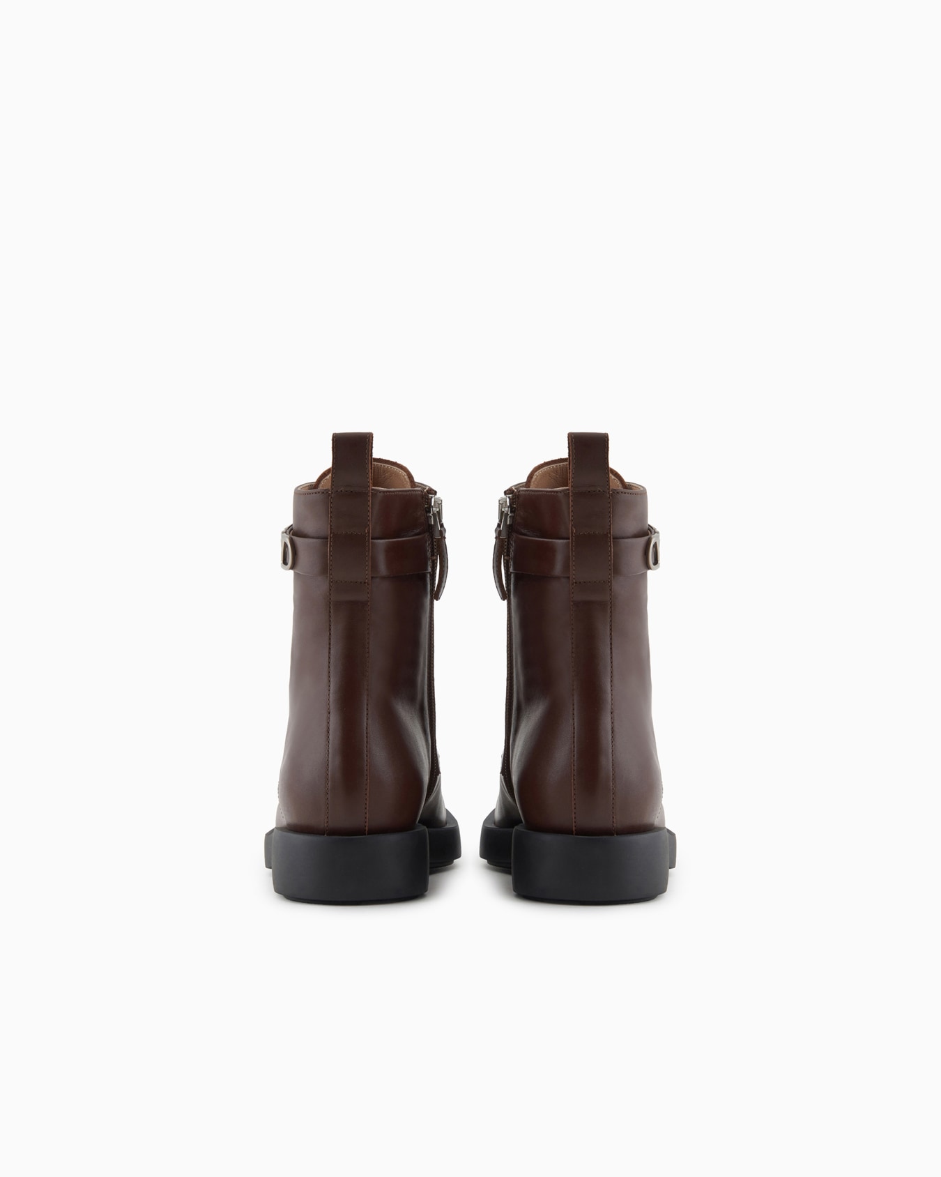 Leather lace-up ankle boots with Icon logo strap Slide 2