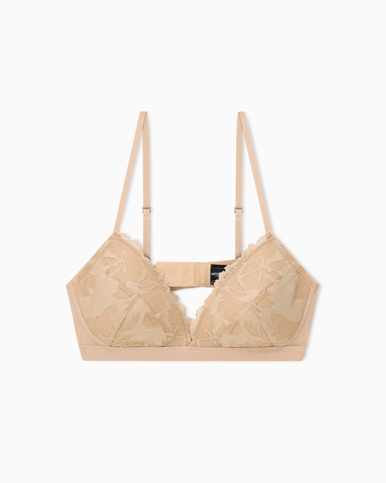 Wattiertes Triangel-Bralette mit floraler Viskosespitze Folie 0
