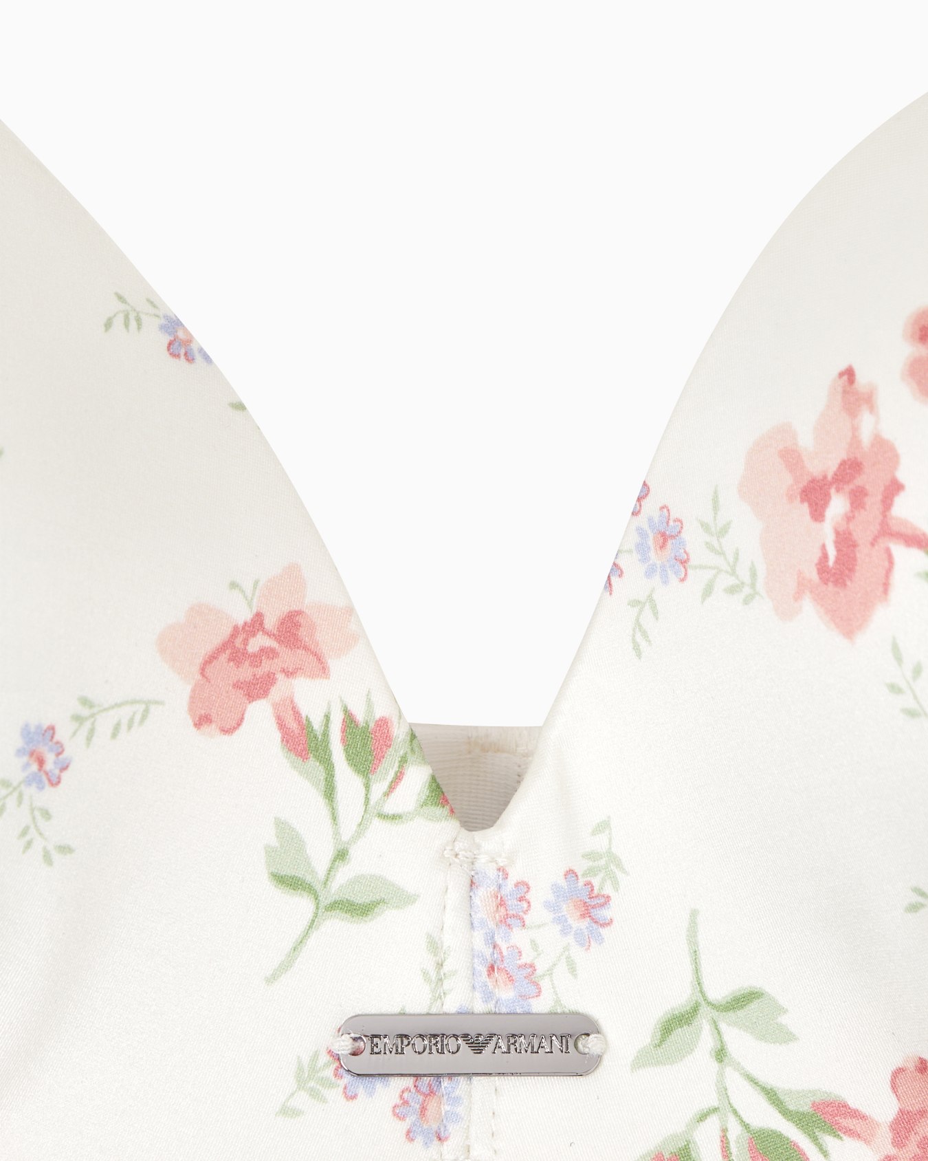 Satin microfibre padded triangle bra with floral print Slide 3