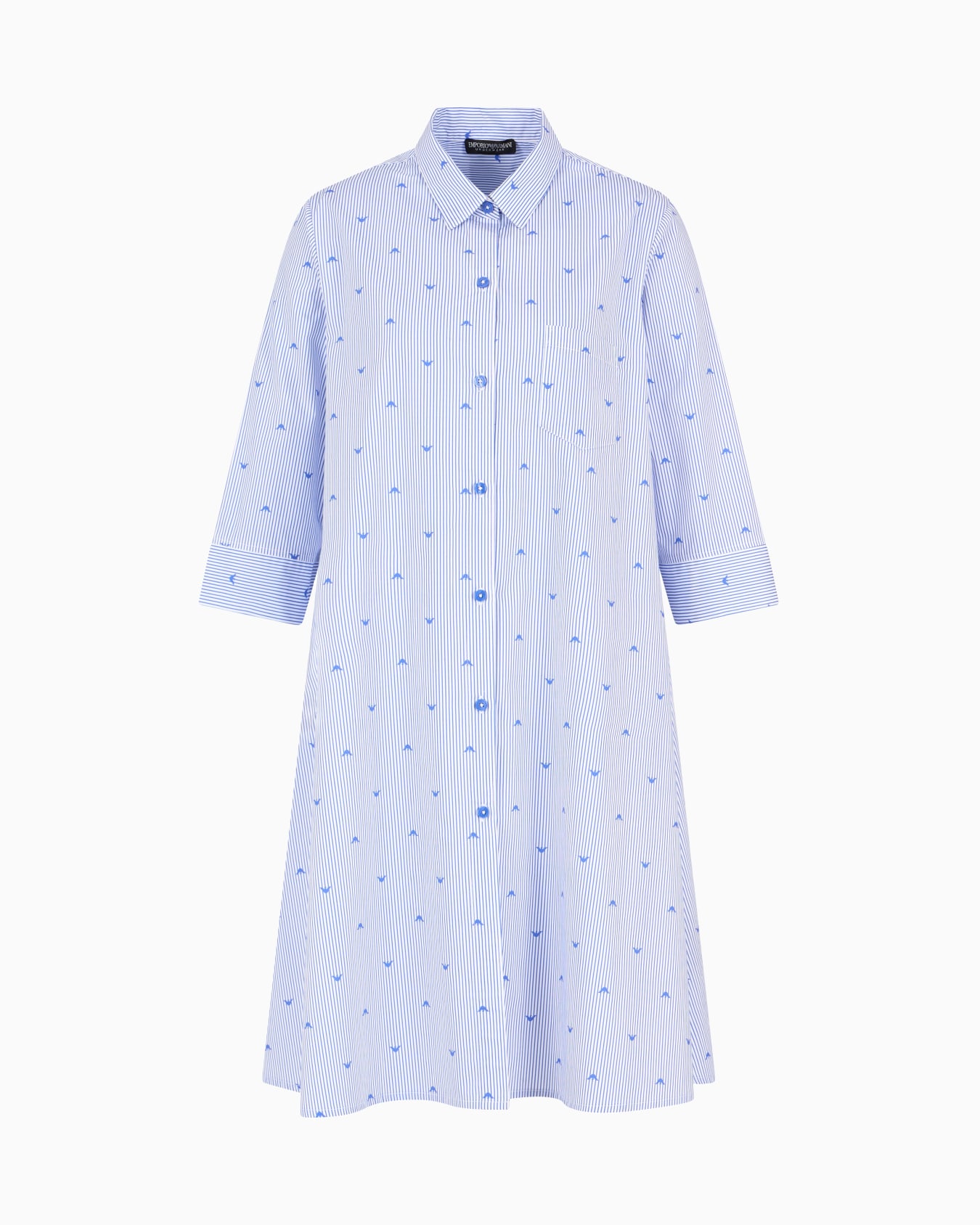 Nightdress with striped motif and all-over eagle logo Slide 0