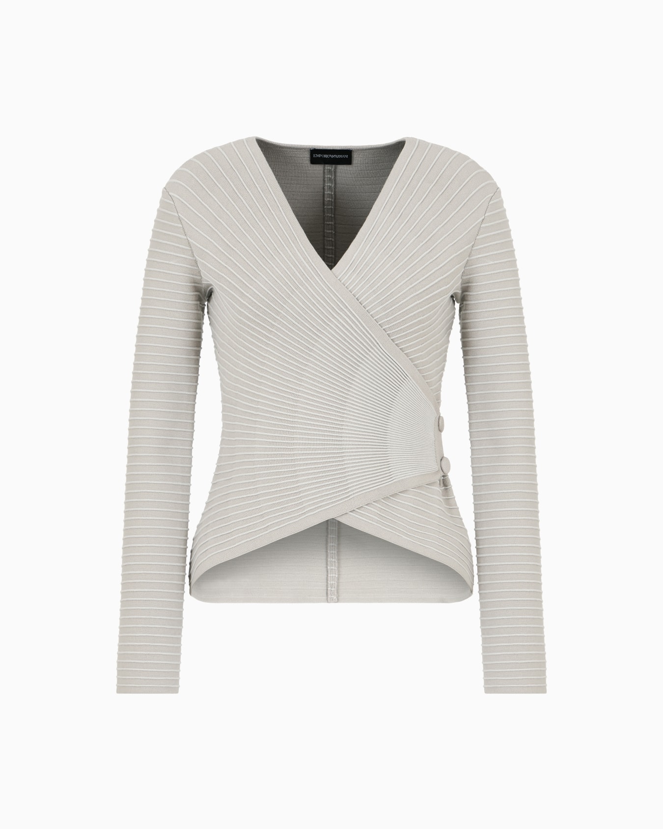 OTTOMAN FABRIC CROSS-OVER NECKLINE CARDIGAN Slide 0