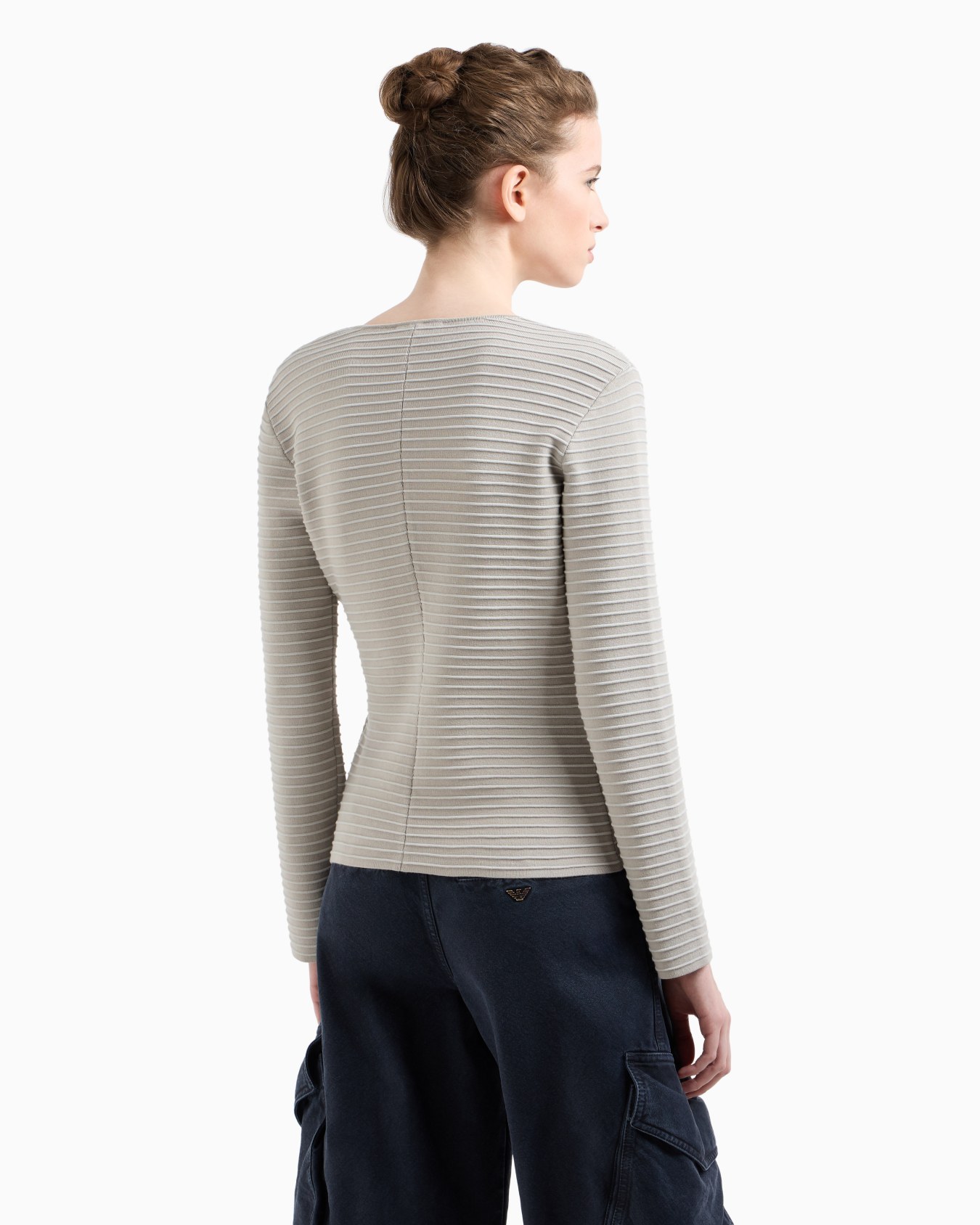 OTTOMAN FABRIC CROSS-OVER NECKLINE CARDIGAN Slide 2