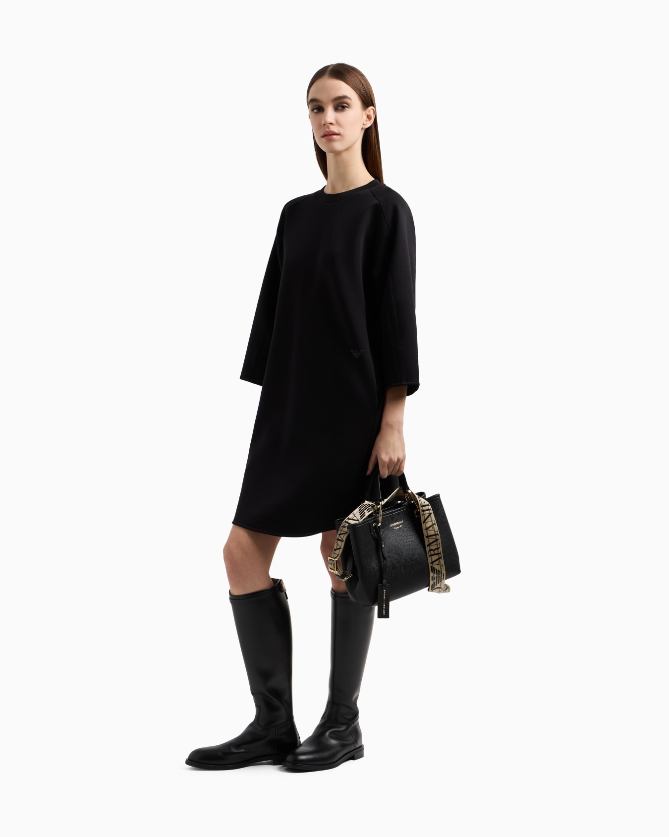 Double-jersey drawstring dress Slide 1