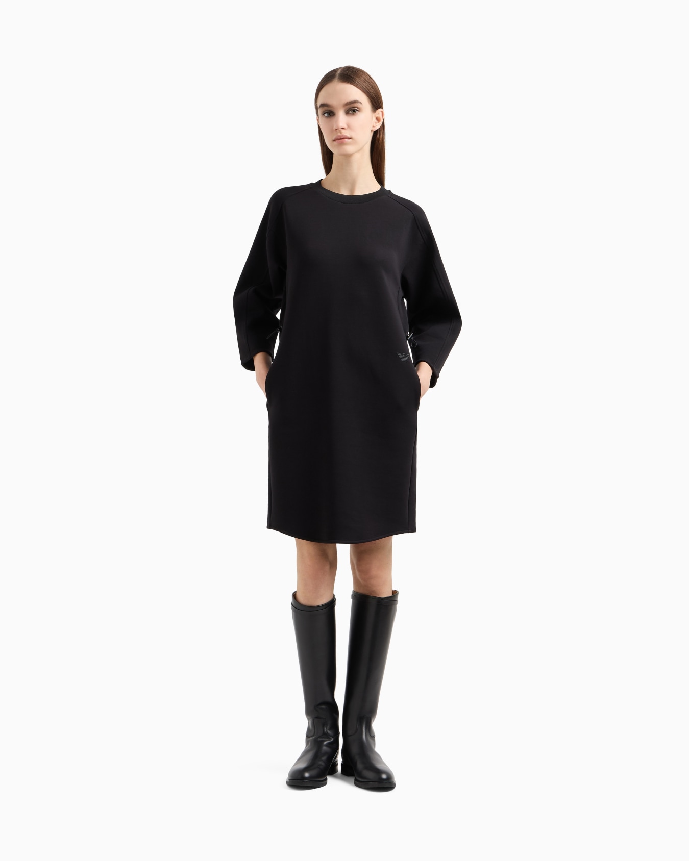 Double-jersey drawstring dress Slide 3