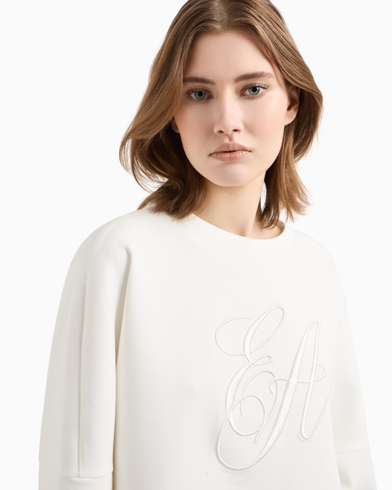 Felpa in double jersey con ricamo maxi logo Slide 4