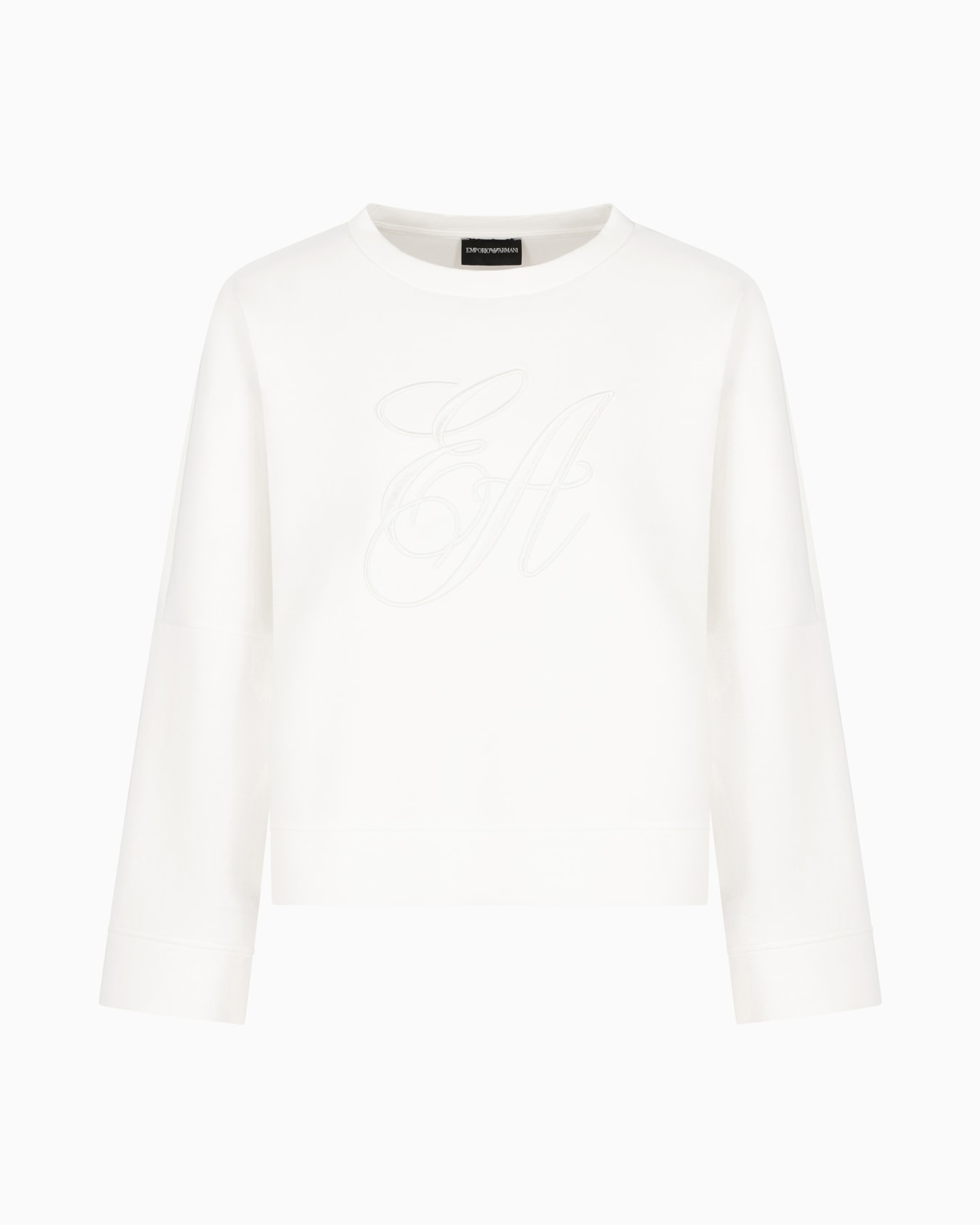 Felpa in double jersey con ricamo maxi logo Slide 0
