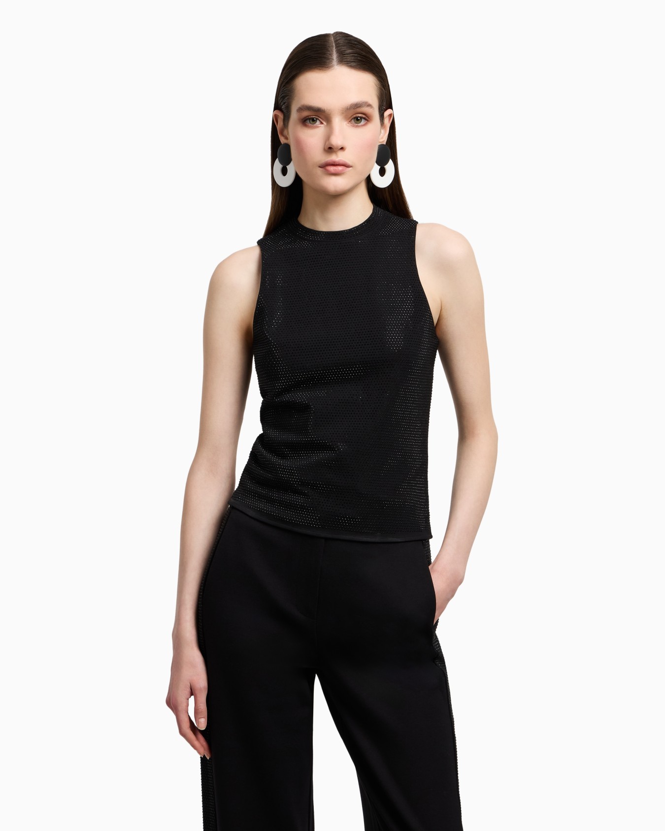 Interlock jersey top with all-over micro studs Slide 3