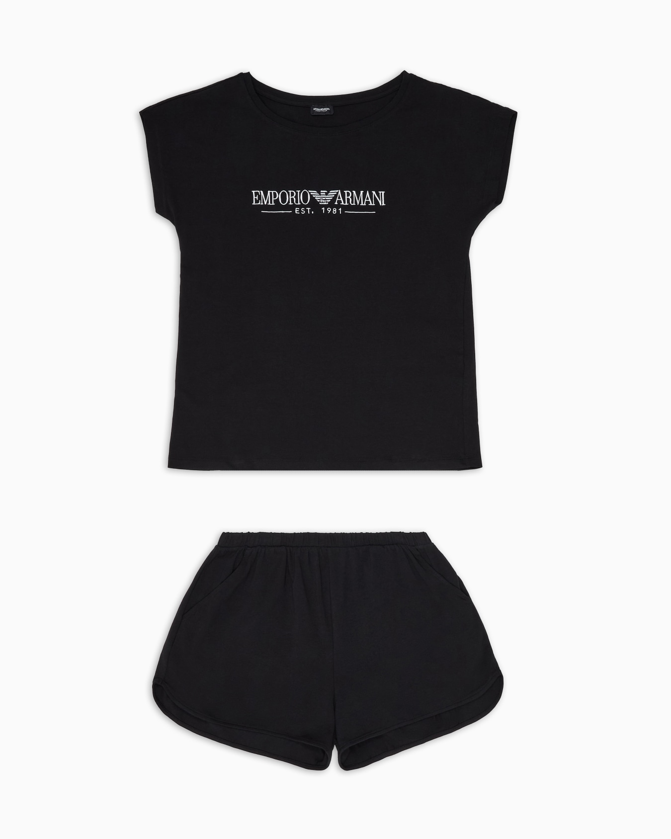 ASV organic-cotton pyjamas with T-shirt and shorts in a logo print Slide 0