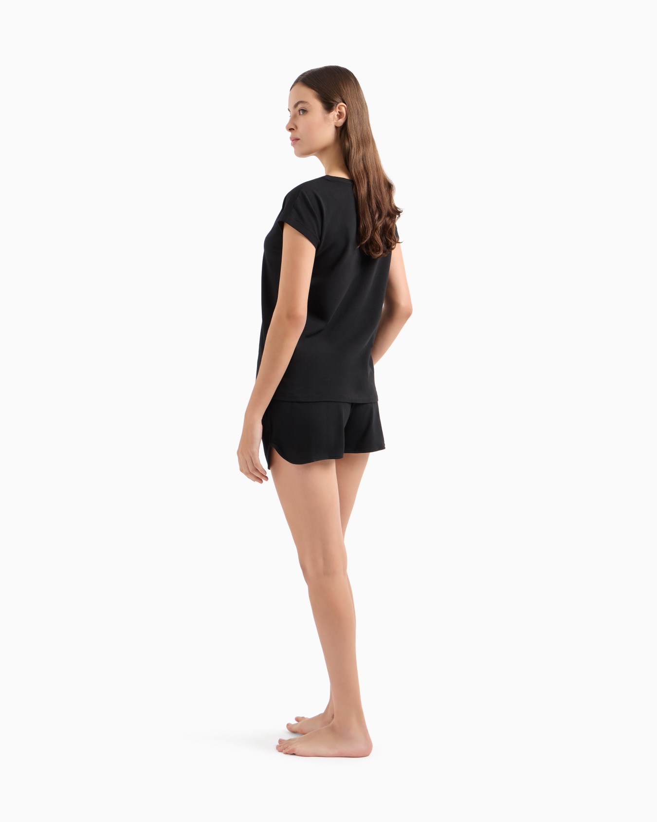 ASV organic-cotton pyjamas with T-shirt and shorts in a logo print Slide 2