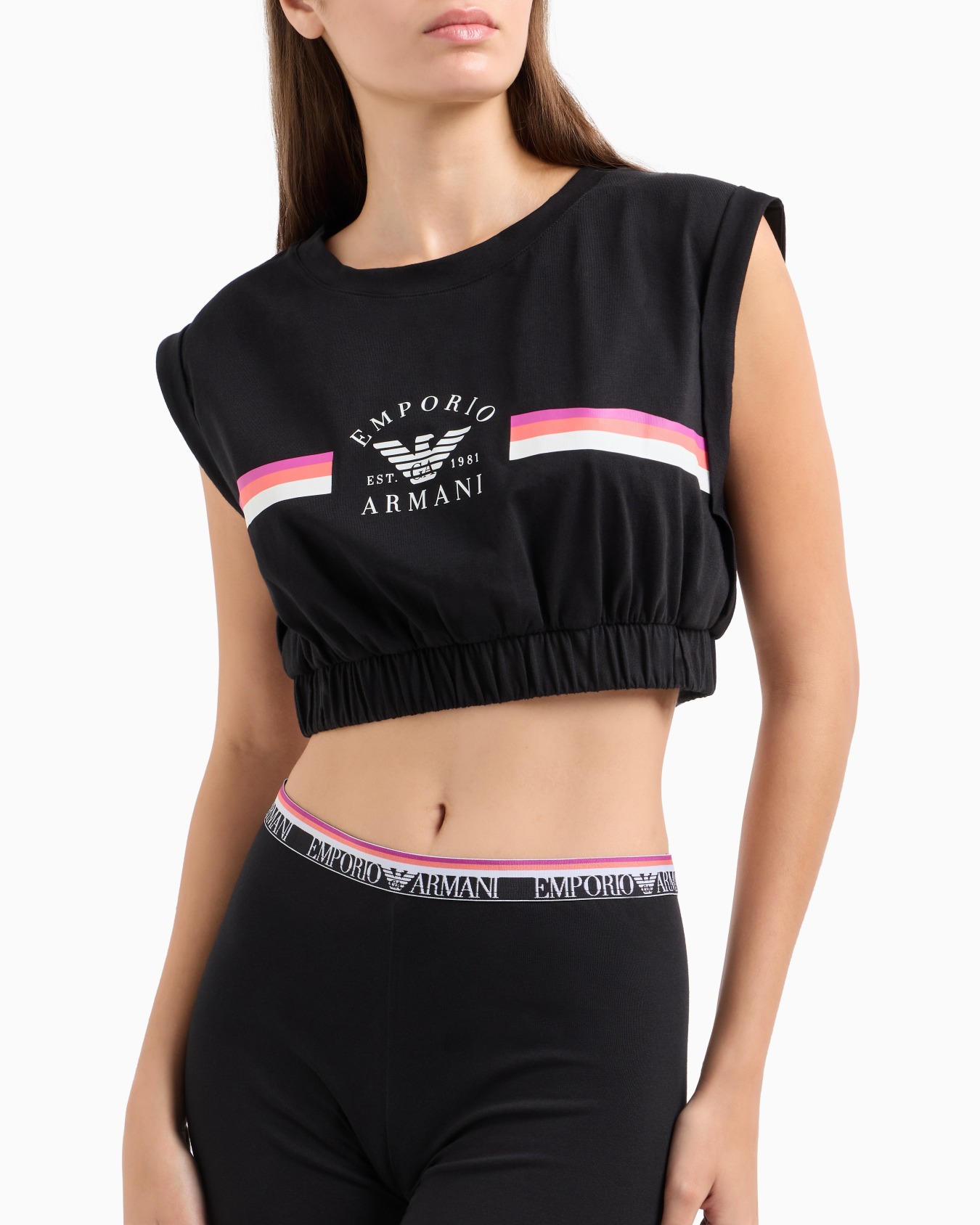 ASV Iconic organic-cotton loungewear crop top with logo band Slide 4